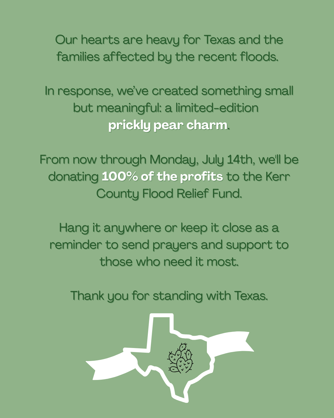 Prickly Pear for a Purpose – Texas Flood Relief Charm