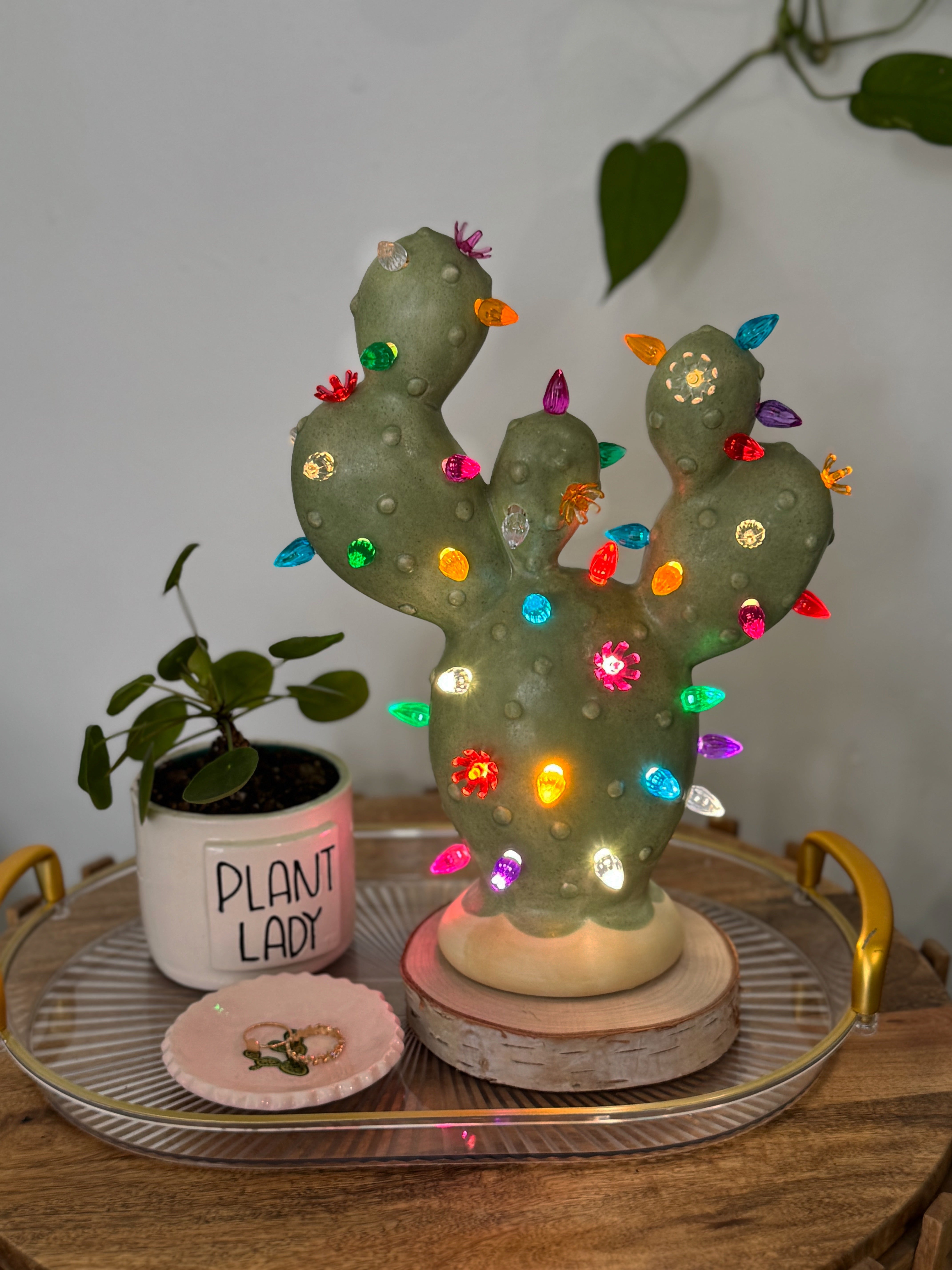 Prickly Pear Ceramic Cactus Light - Southwest Sage