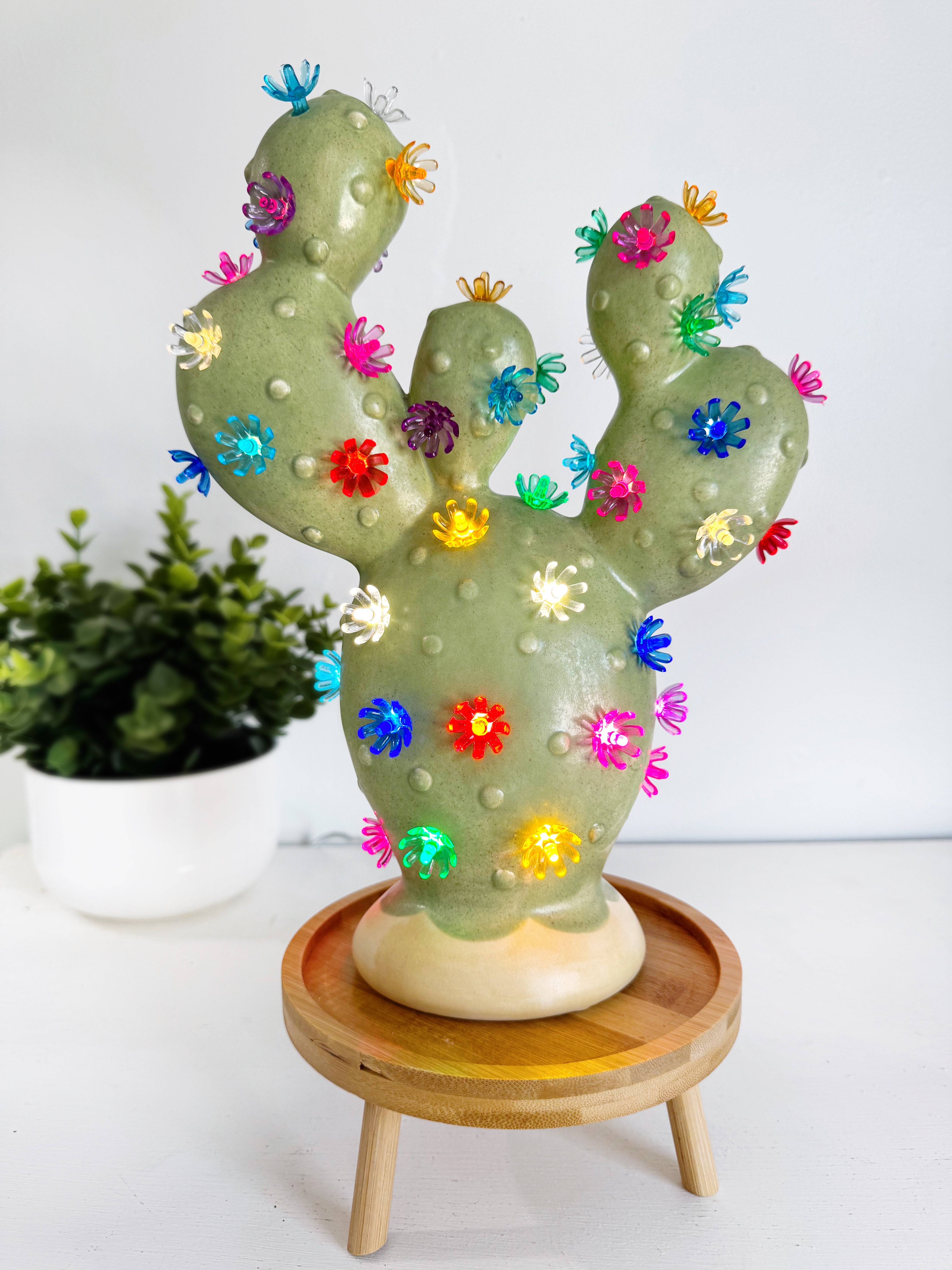 Prickly Pear Ceramic Cactus Light - Southwest Sage