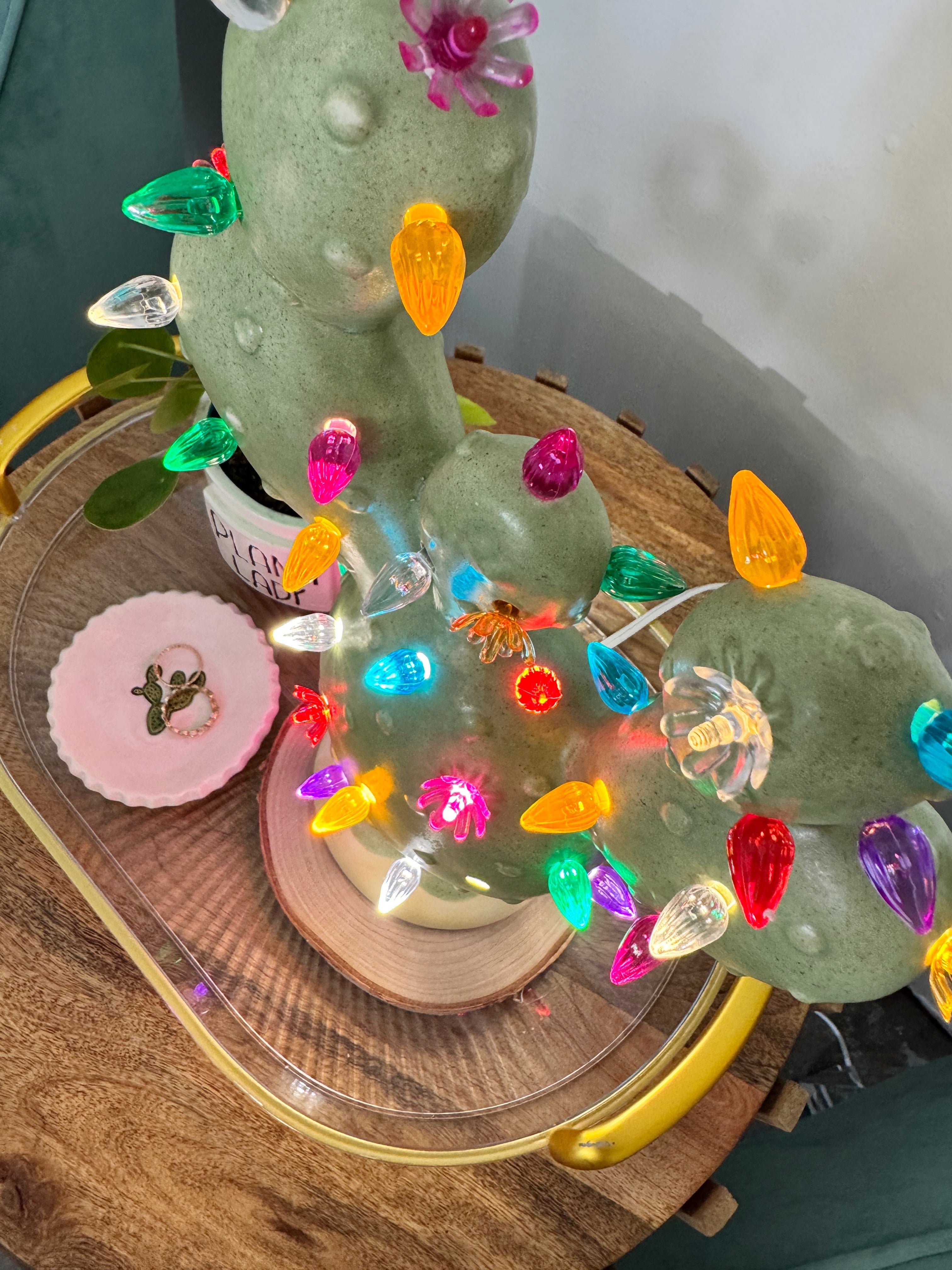 Prickly Pear Ceramic Cactus Light - Southwest Sage