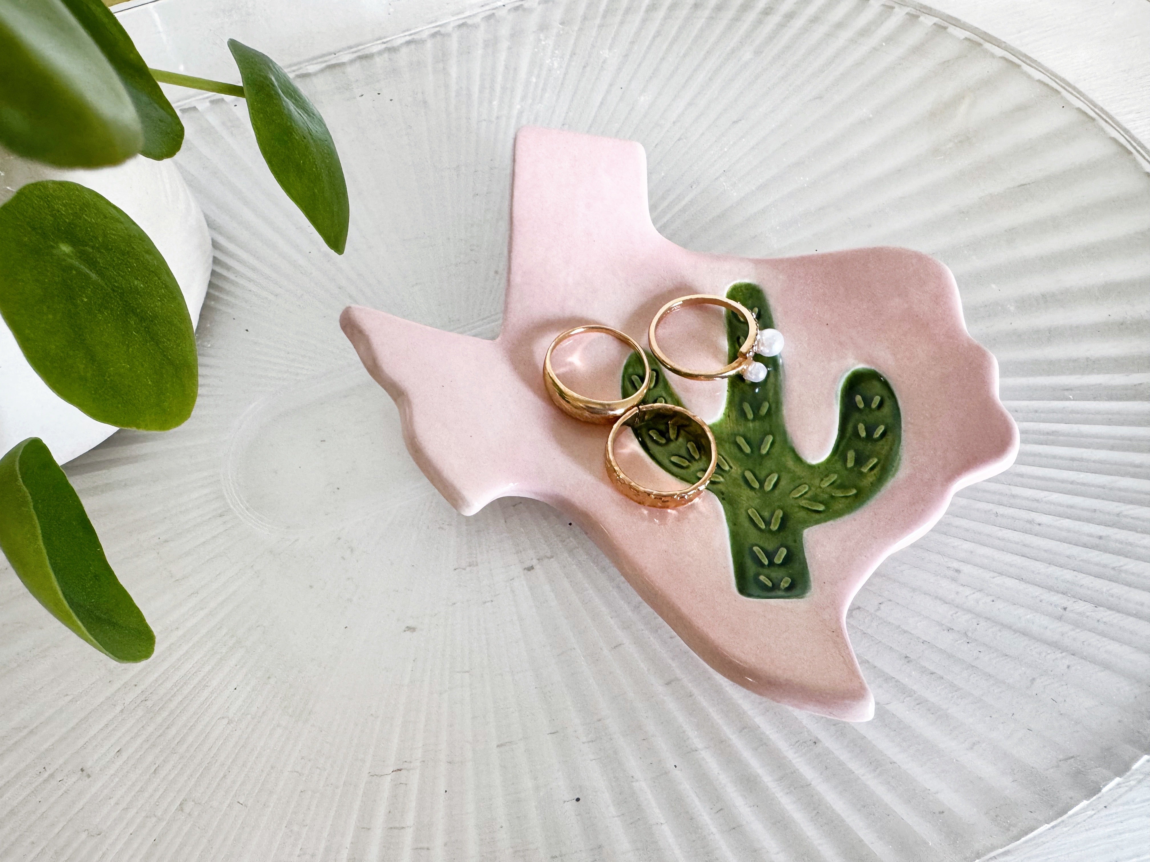 Texas Saguaro Cactus Jewelry Dish - Pink