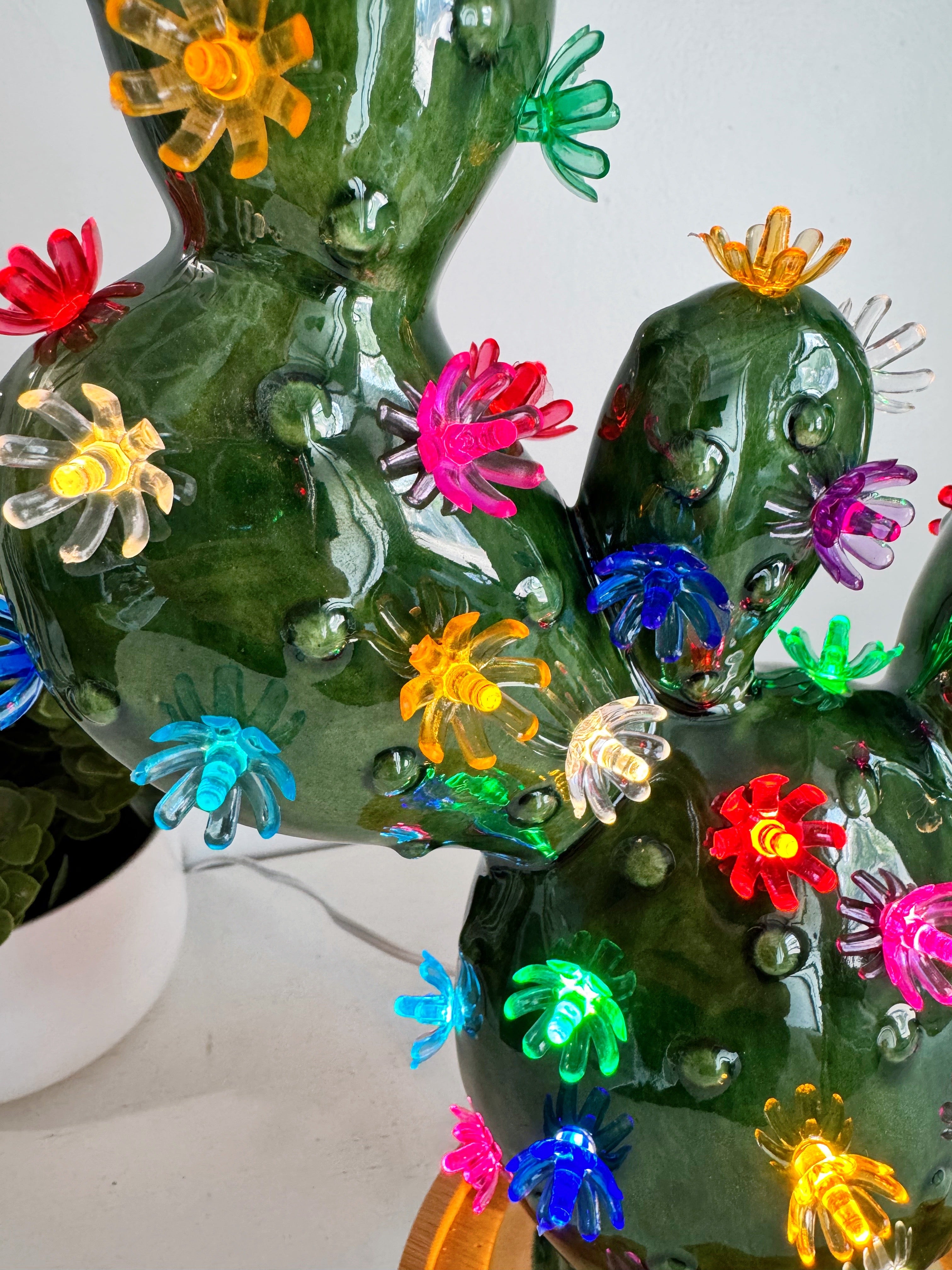 Prickly Pear Ceramic Cactus Light - Vintage Green