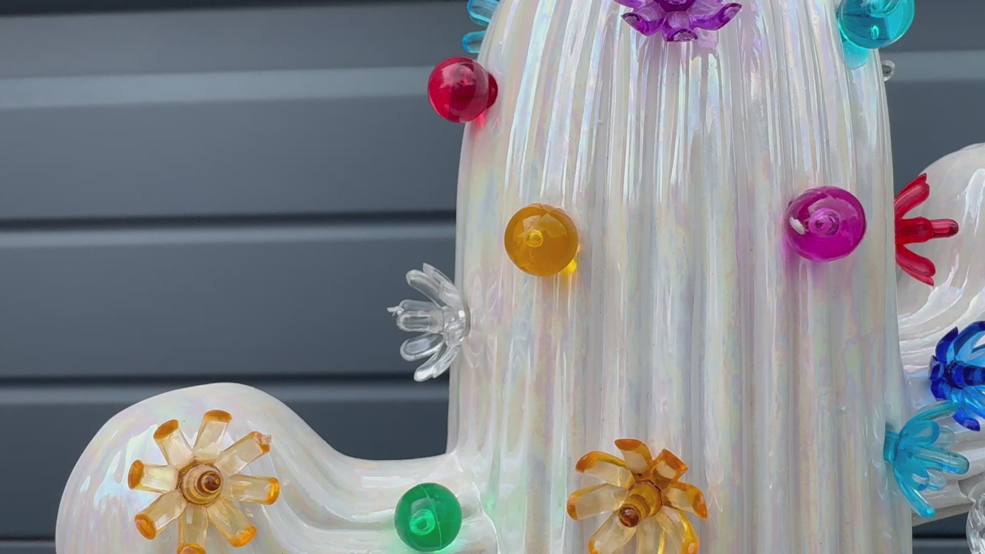 Load video: White Pearlescent Ceramic Cactus Tree