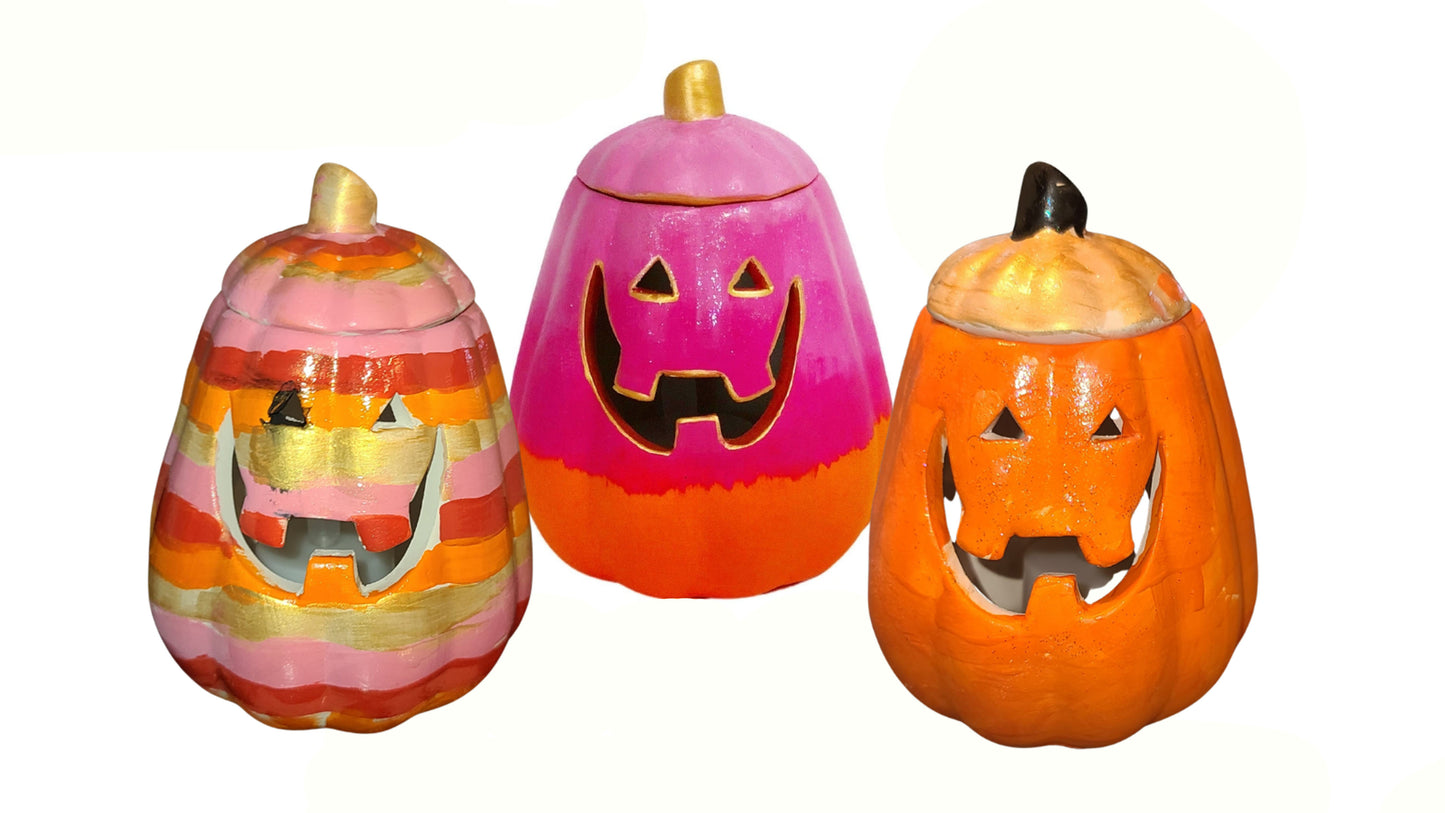 Ceramic Pumpkin Jack-o-Lantern