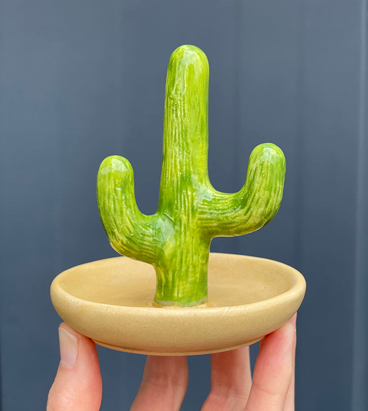 Cactus Jewelry/Ring Holder – Brush Strokes Pottery