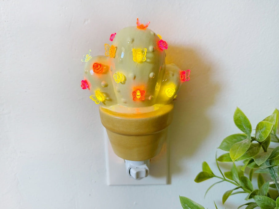 Light Yellow Cactus Night Light - Butterfly Rose Charms