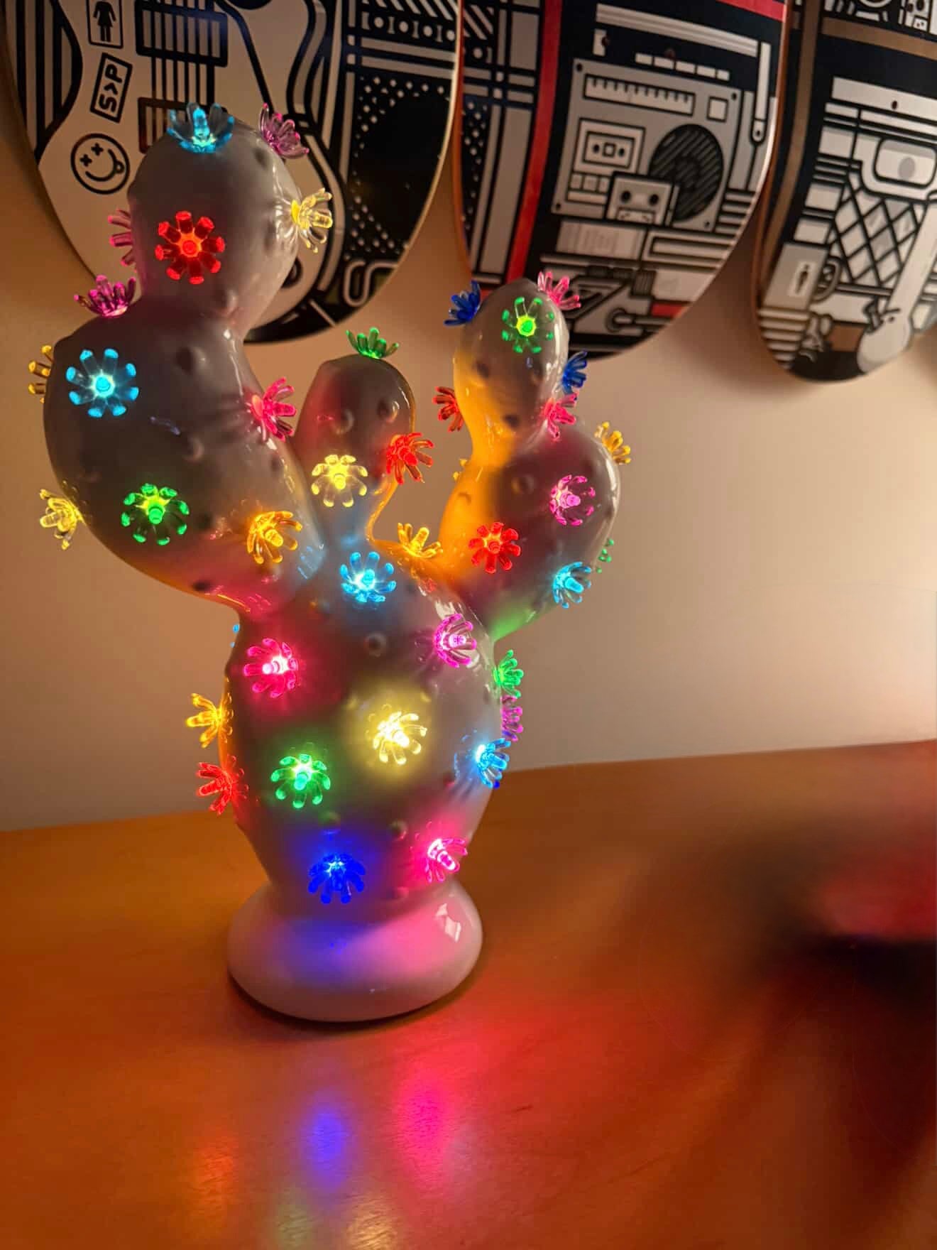 Prickly Pear Ceramic Cactus Light - Classic White