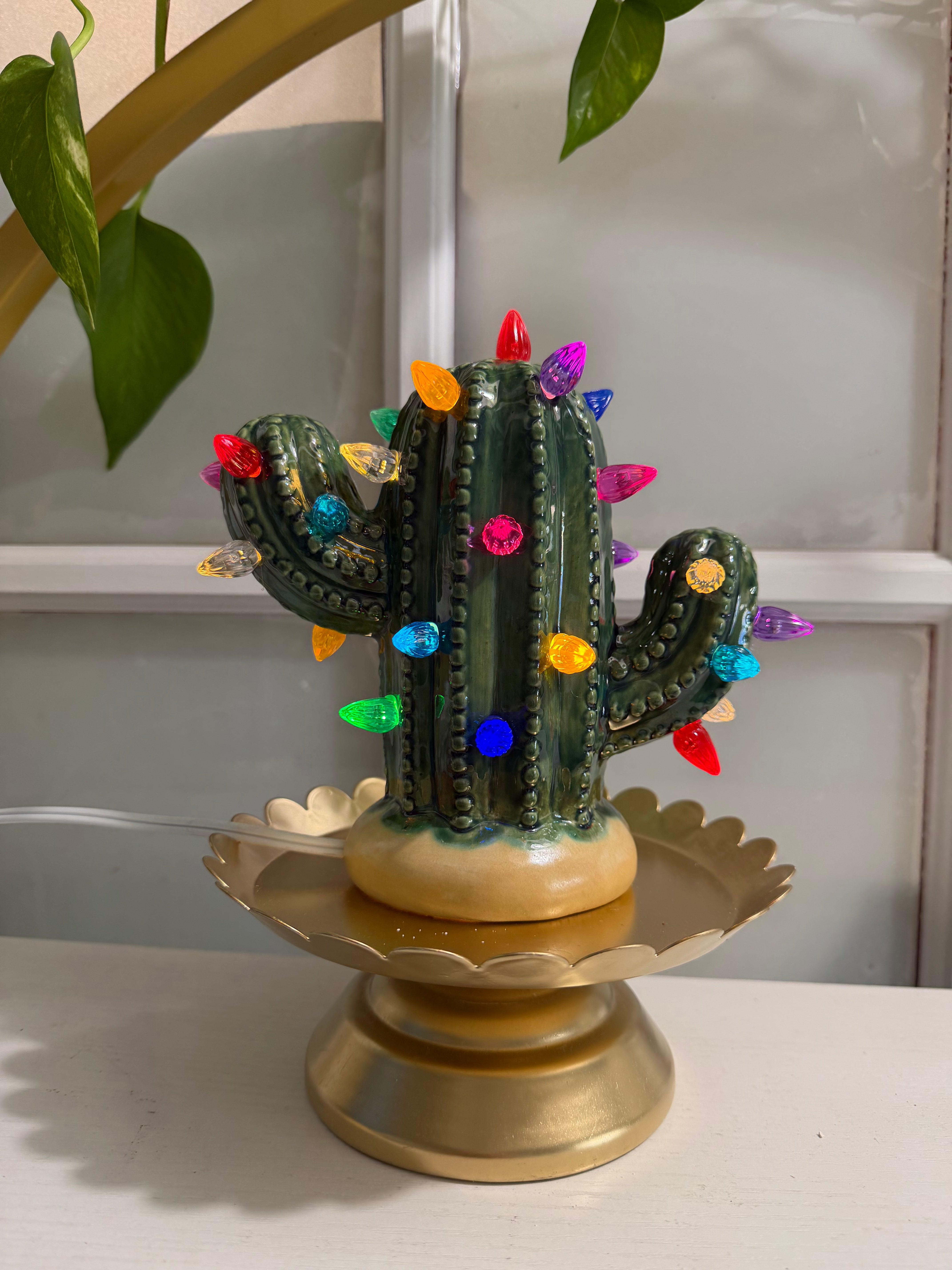 Dark Green Baby Lighted Cactus Tree