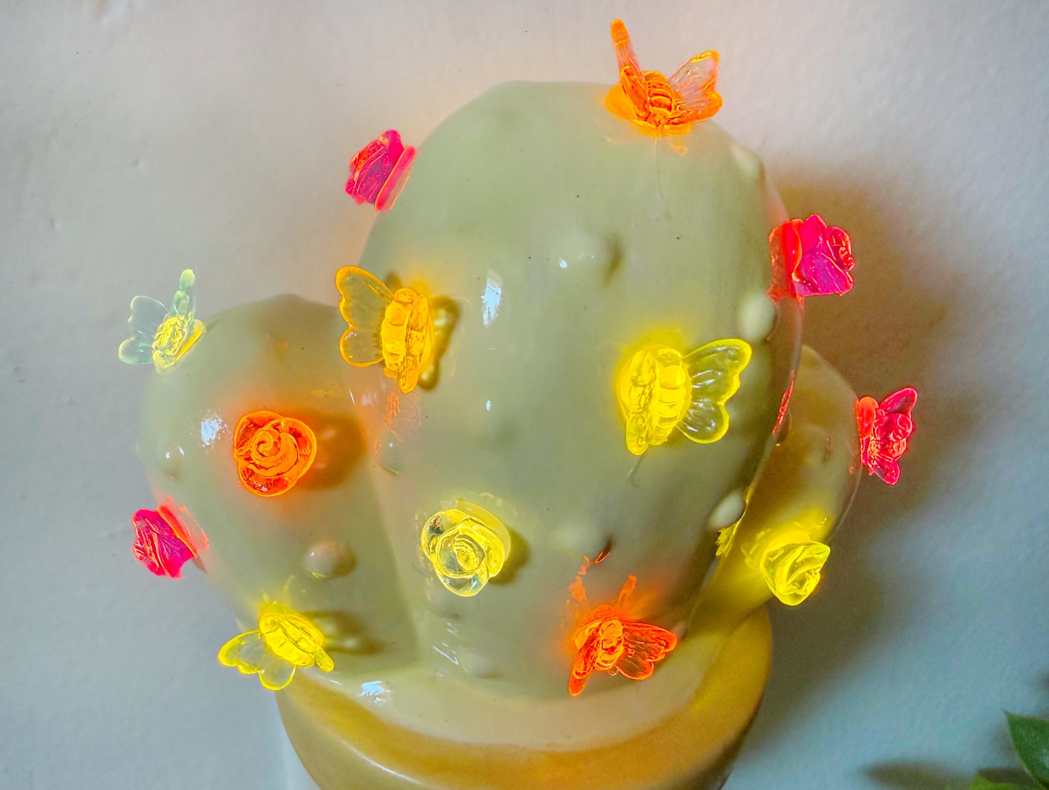 Light Yellow Cactus Night Light - Butterfly Rose Charms