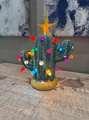 Blue Baby Lighted Ceramic Cactus Tree