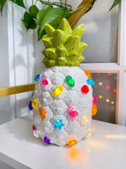 White Lighted Ceramic Pineapple