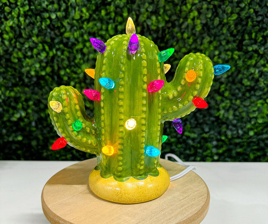 Baby Green Lighted Ceramic Cactus Tree