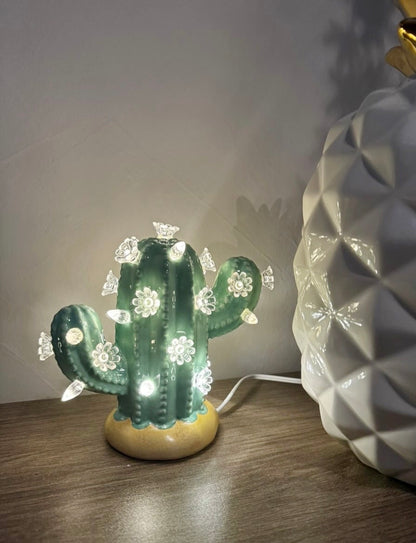 Baby Mint Lighted Ceramic Cactus Tree