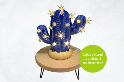 Navy Blue Baby Lighted Ceramic Cactus Tree