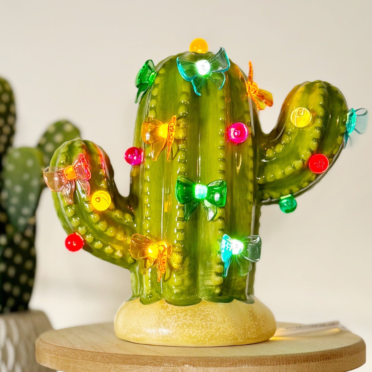 Baby Green Lighted Ceramic Cactus Tree