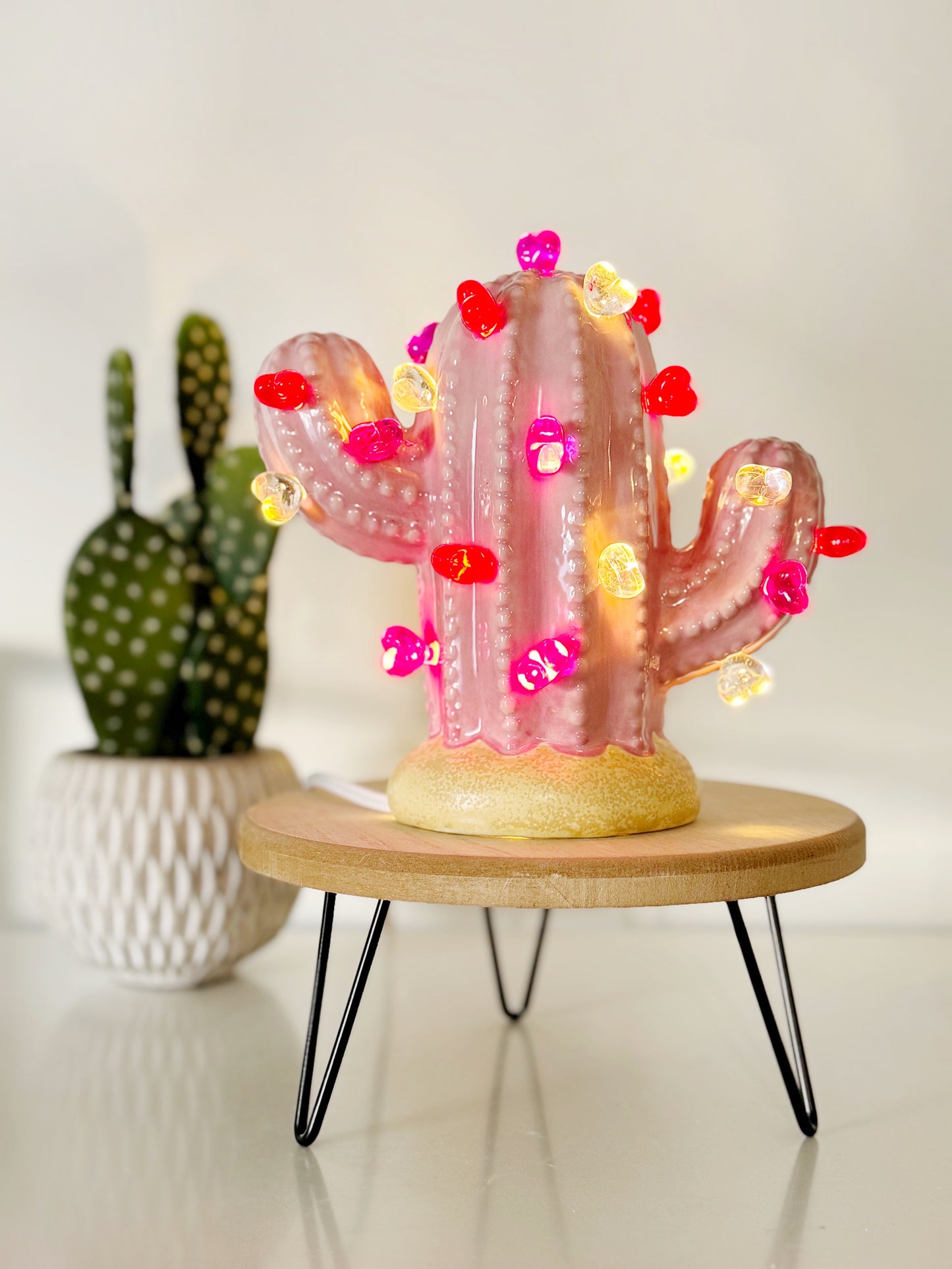 Pink Baby Lighted Ceramic Cactus Tree