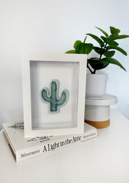 Ceramic Cactus Shadowbox Wall Art - Tall