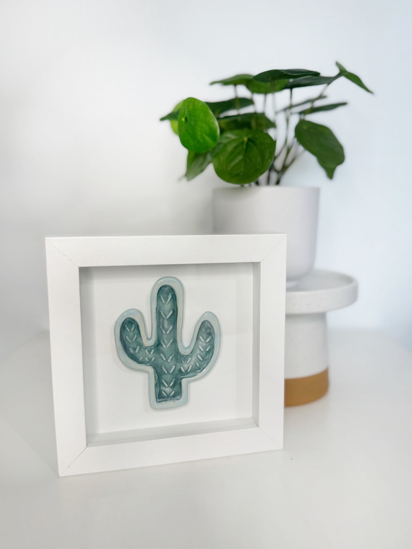 Ceramic Cactus Shadowbox Wall Art