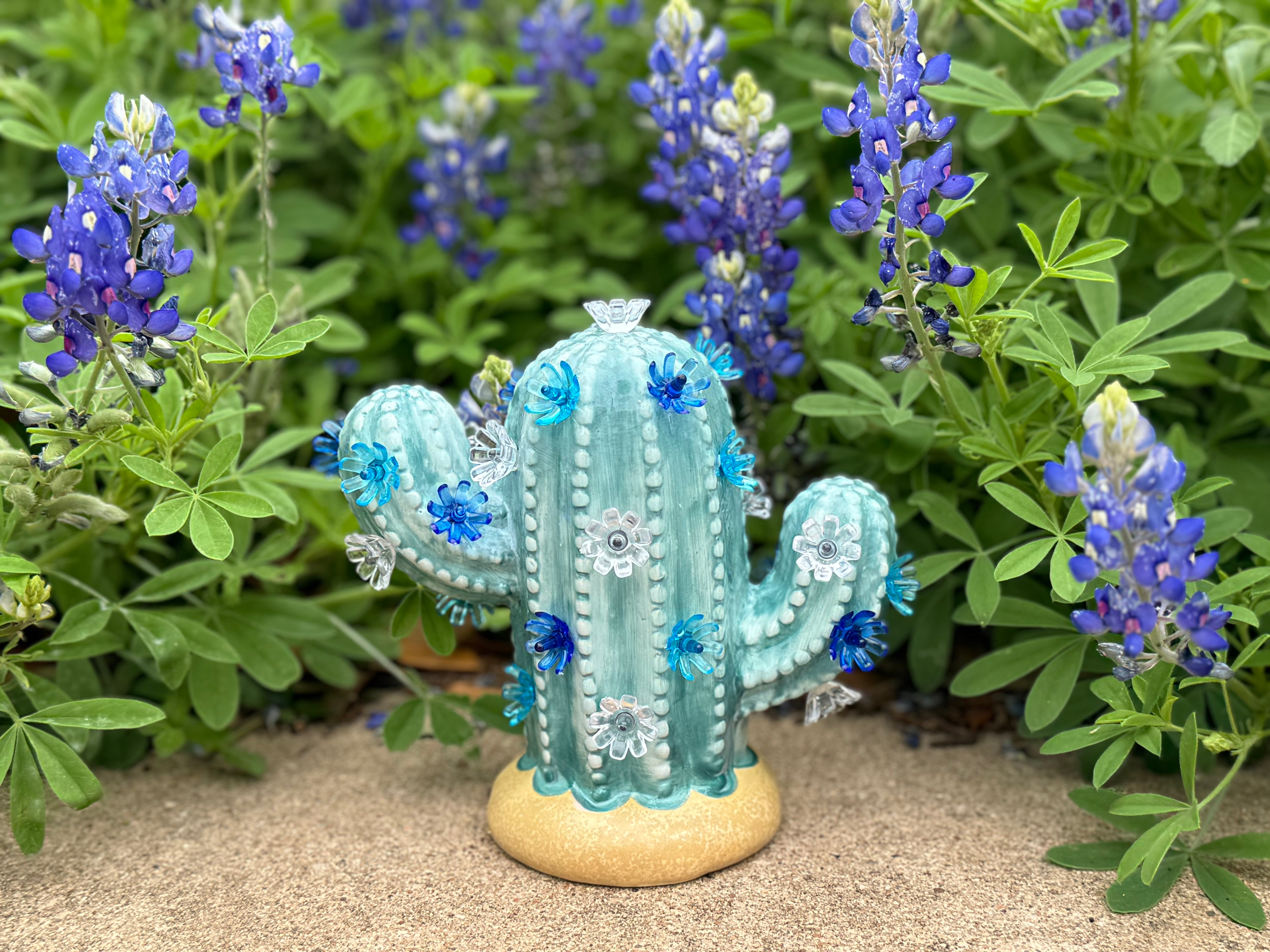 Blue Baby Lighted Ceramic Cactus Tree