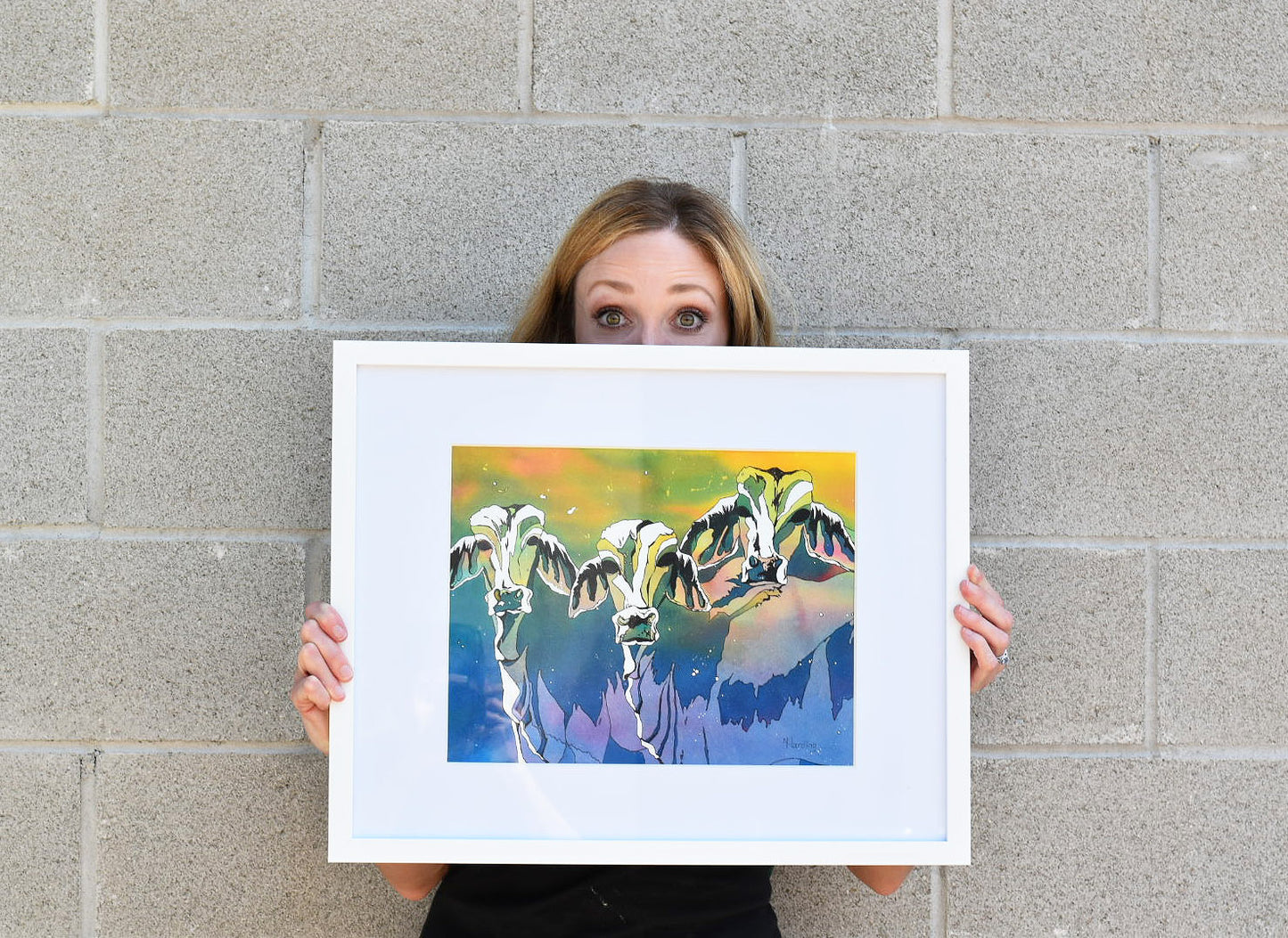 Colorful Cows Watercolor Print