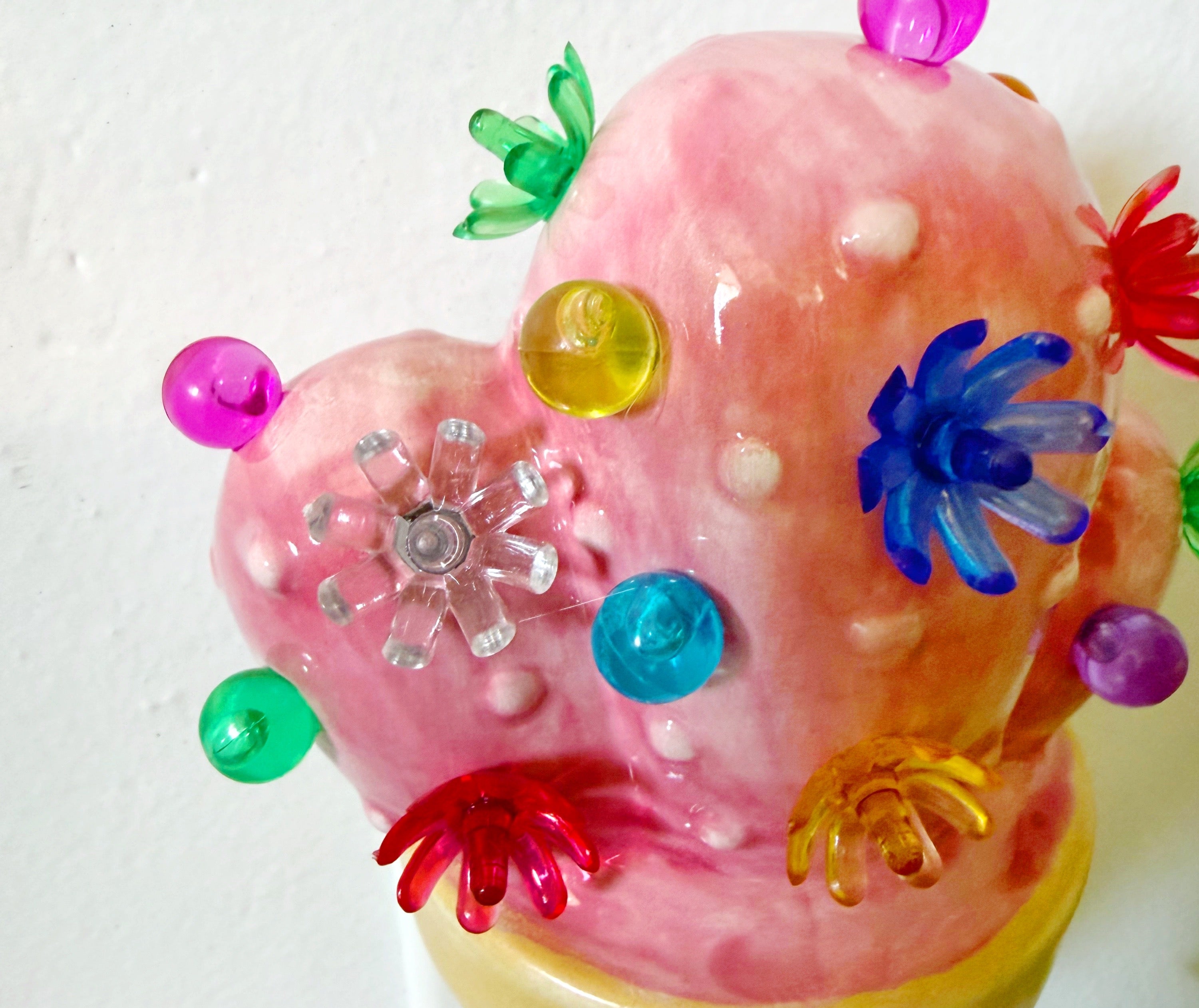 Pink Cactus Night Light with flowers