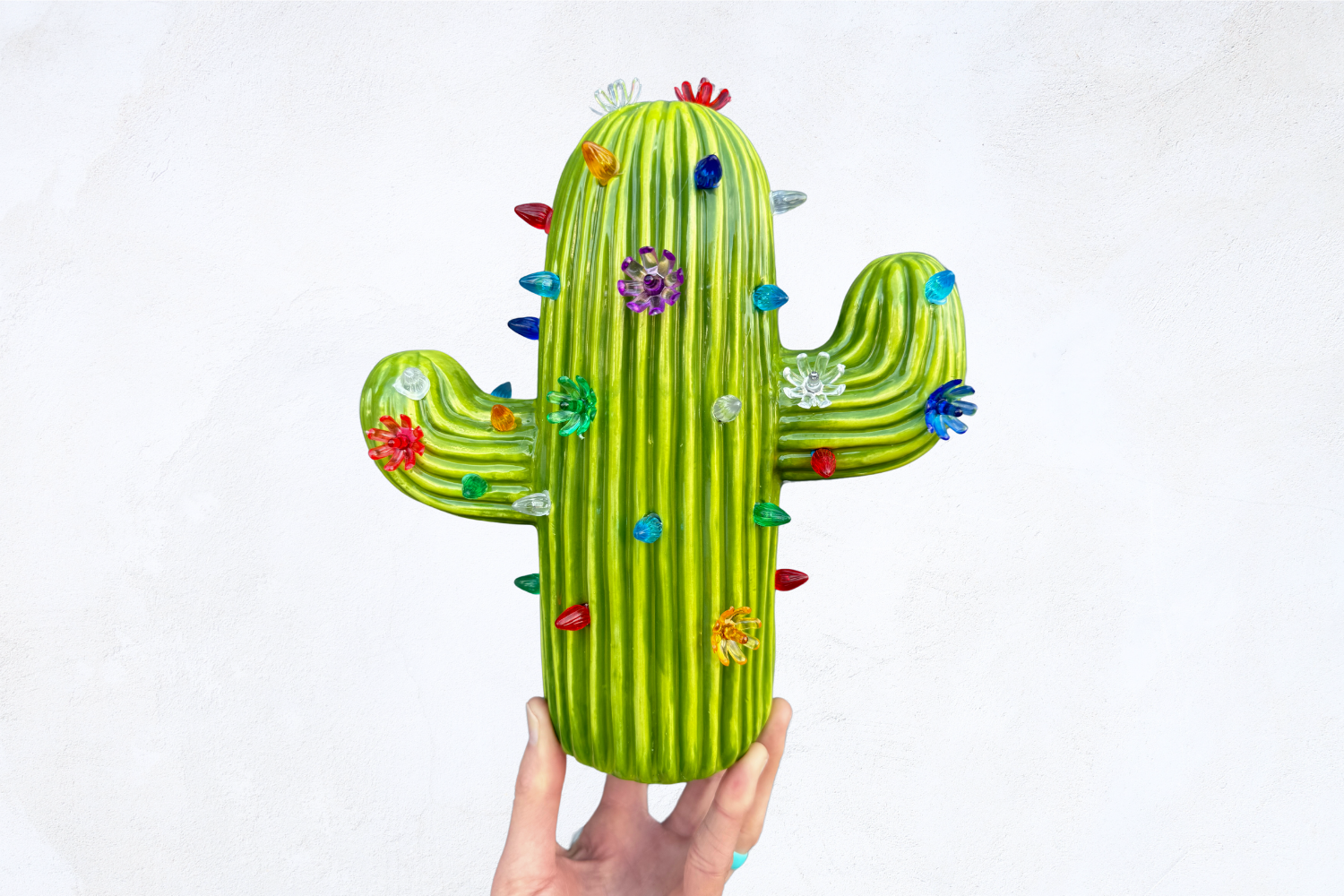Medium Ceramic Cactus Tree Light - GREEN
