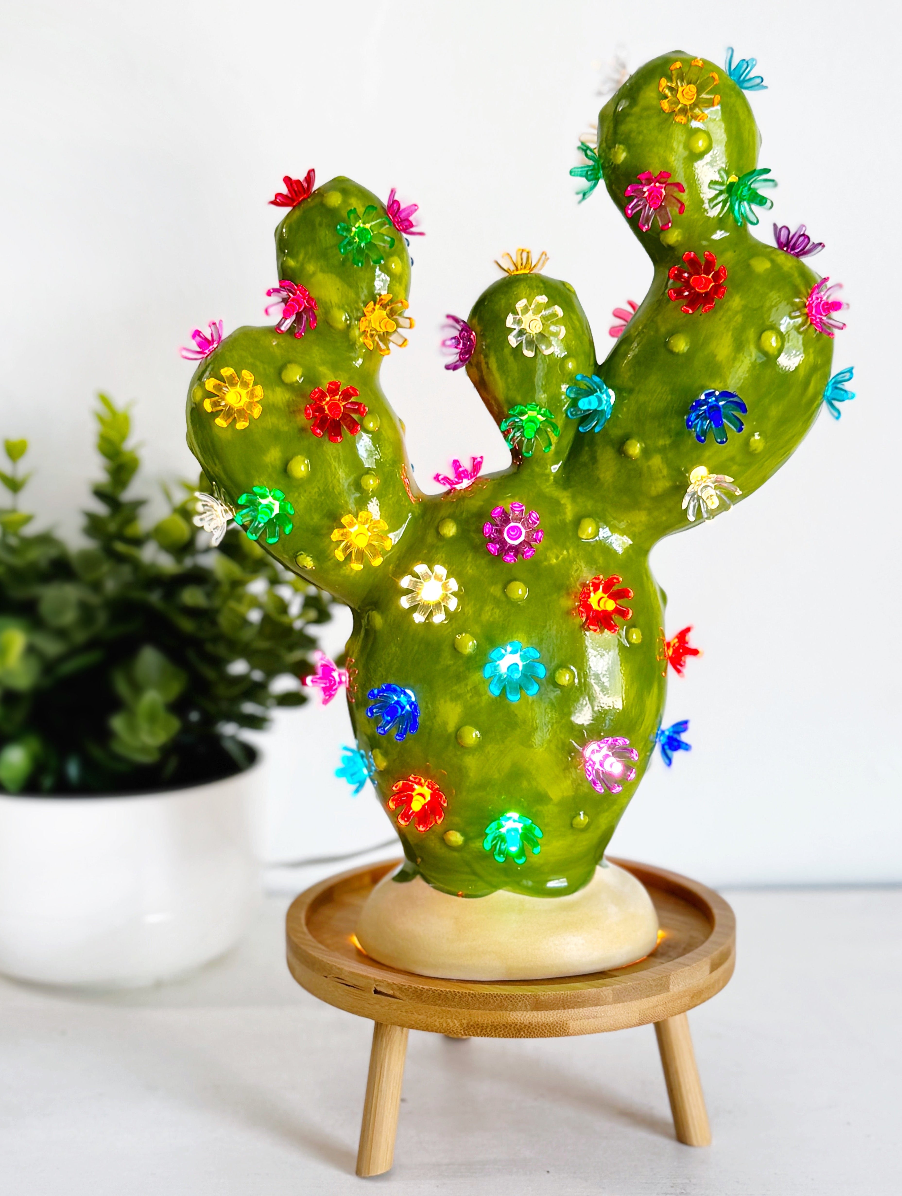 Prickly Pear Ceramic Cactus Light - Classic Green