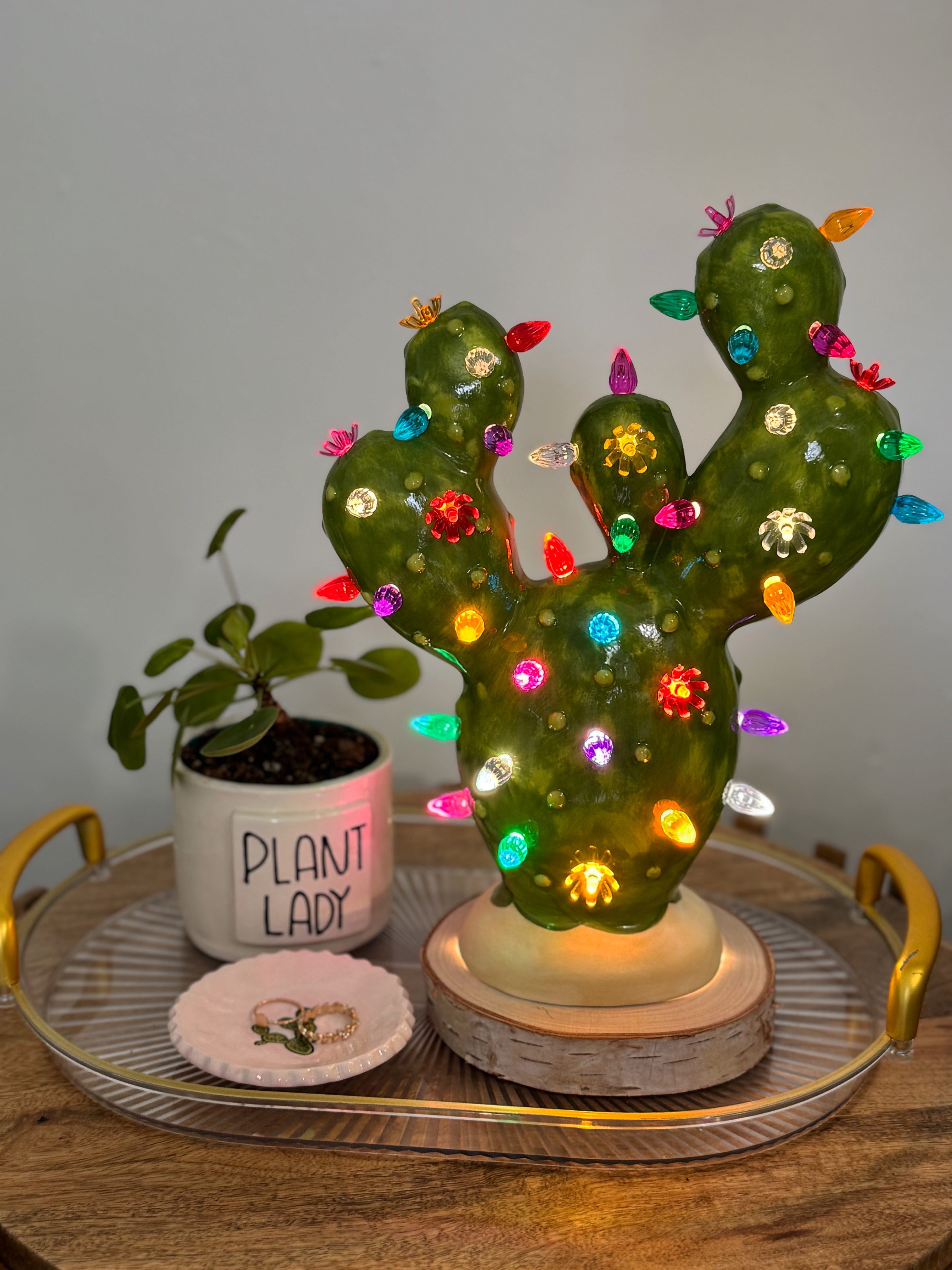 Prickly Pear Ceramic Cactus Light - Classic Green