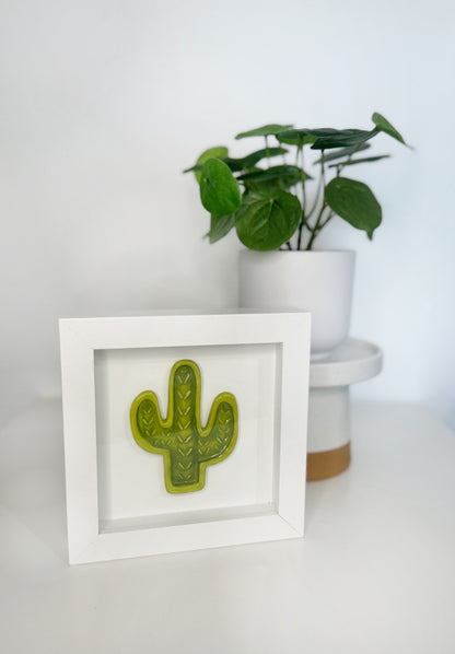 Ceramic Cactus Shadowbox Wall Art