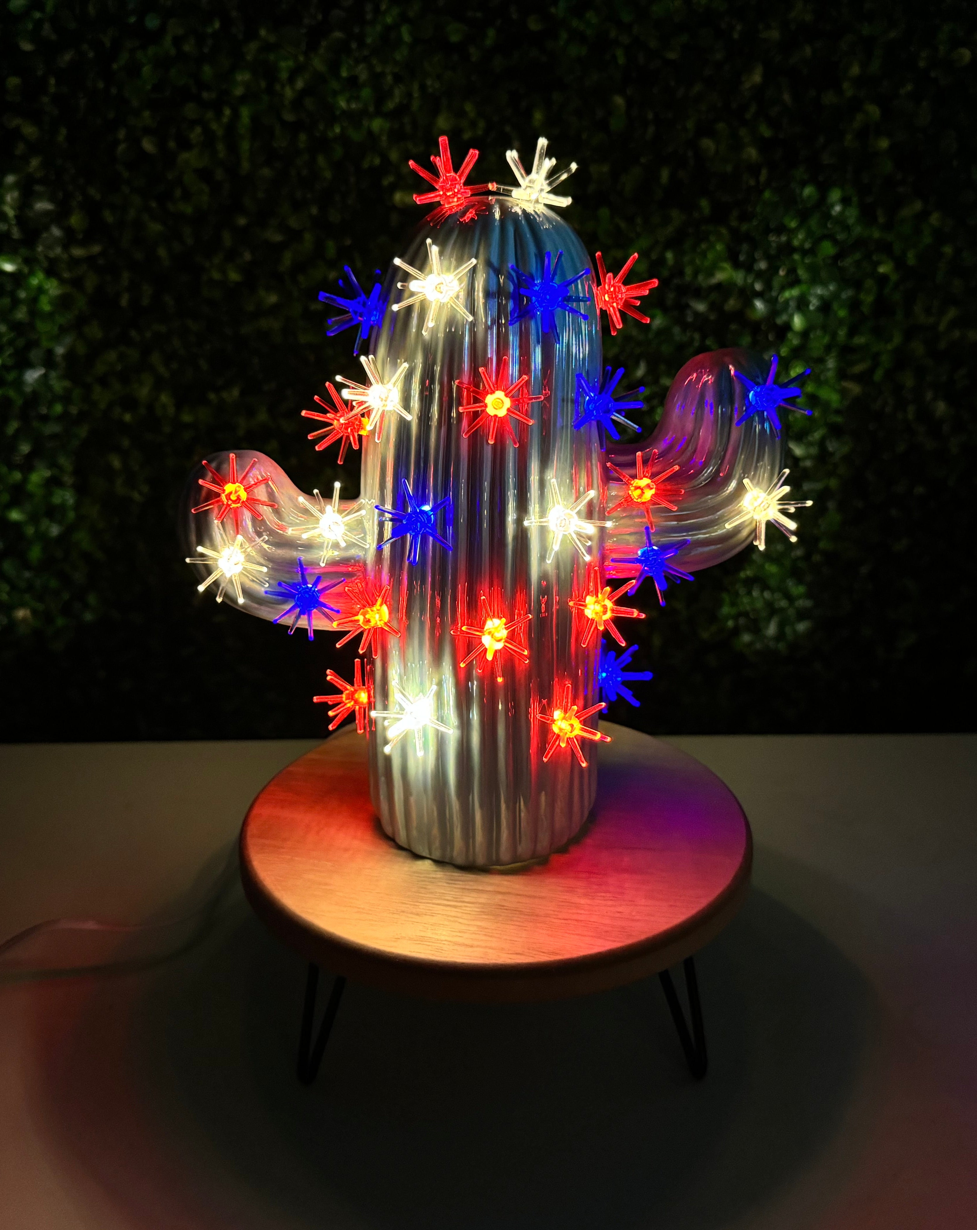 White Pearlescent Ceramic Cactus Tree
