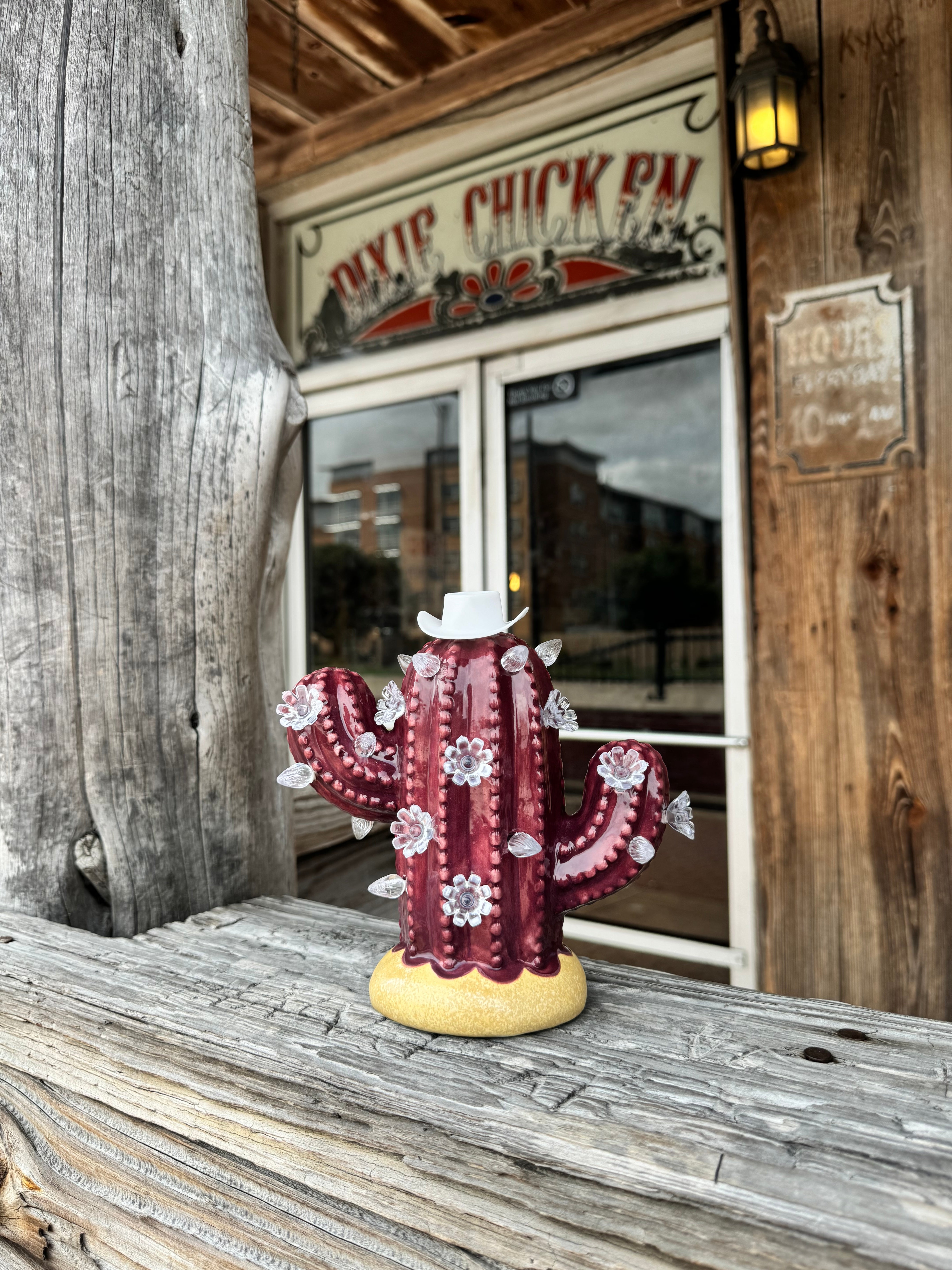 Maroon Small Lighted Cactus Tree