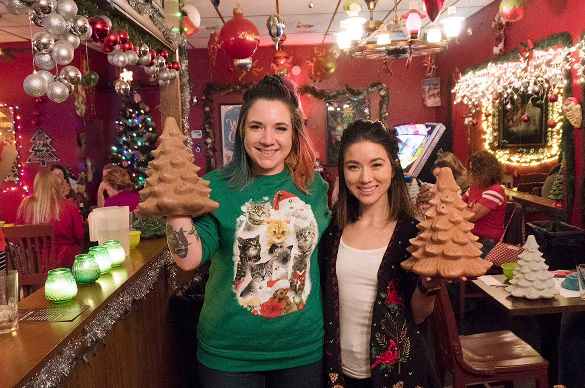 Vintage Christmas Tree Paint Party at Lala's Little Nugget