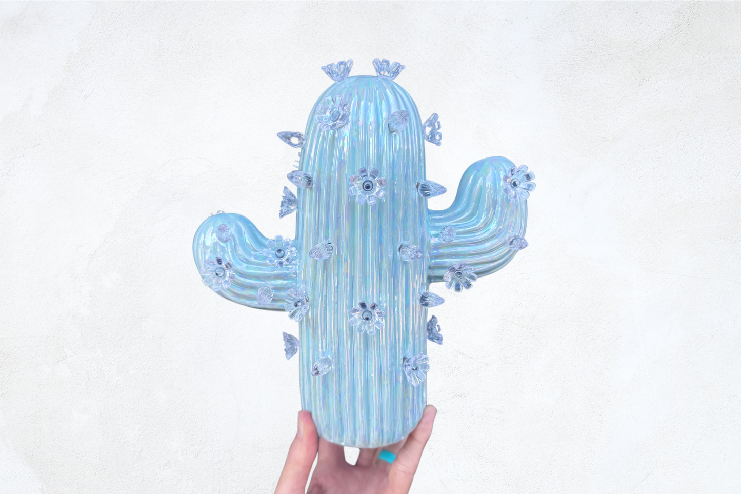 Blue Pearlescent Ceramic Cactus Tree