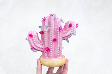 Pink Small Lighted Ceramic Cactus Tree