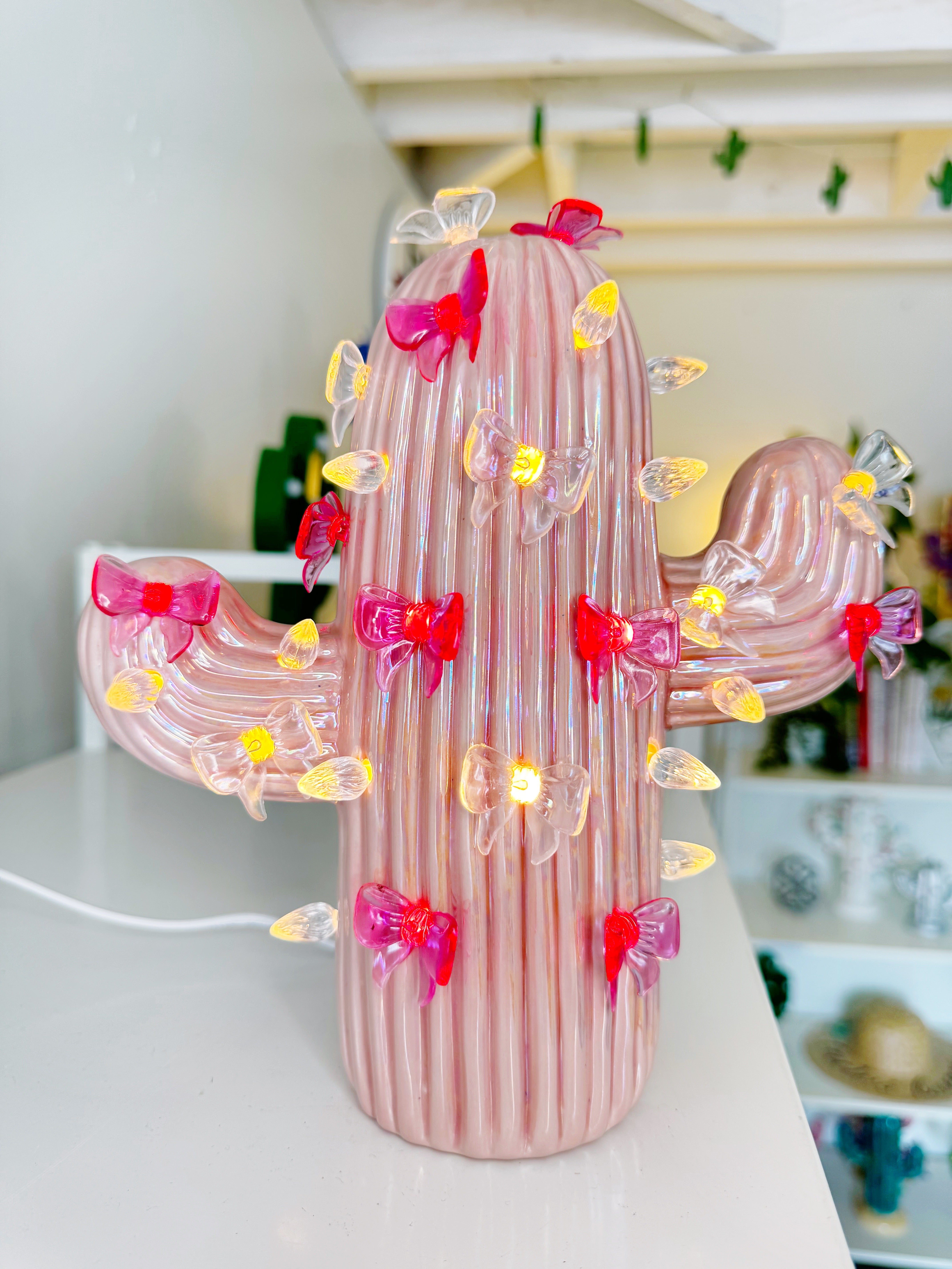 Pink Pearlescent Ceramic Cactus Tree
