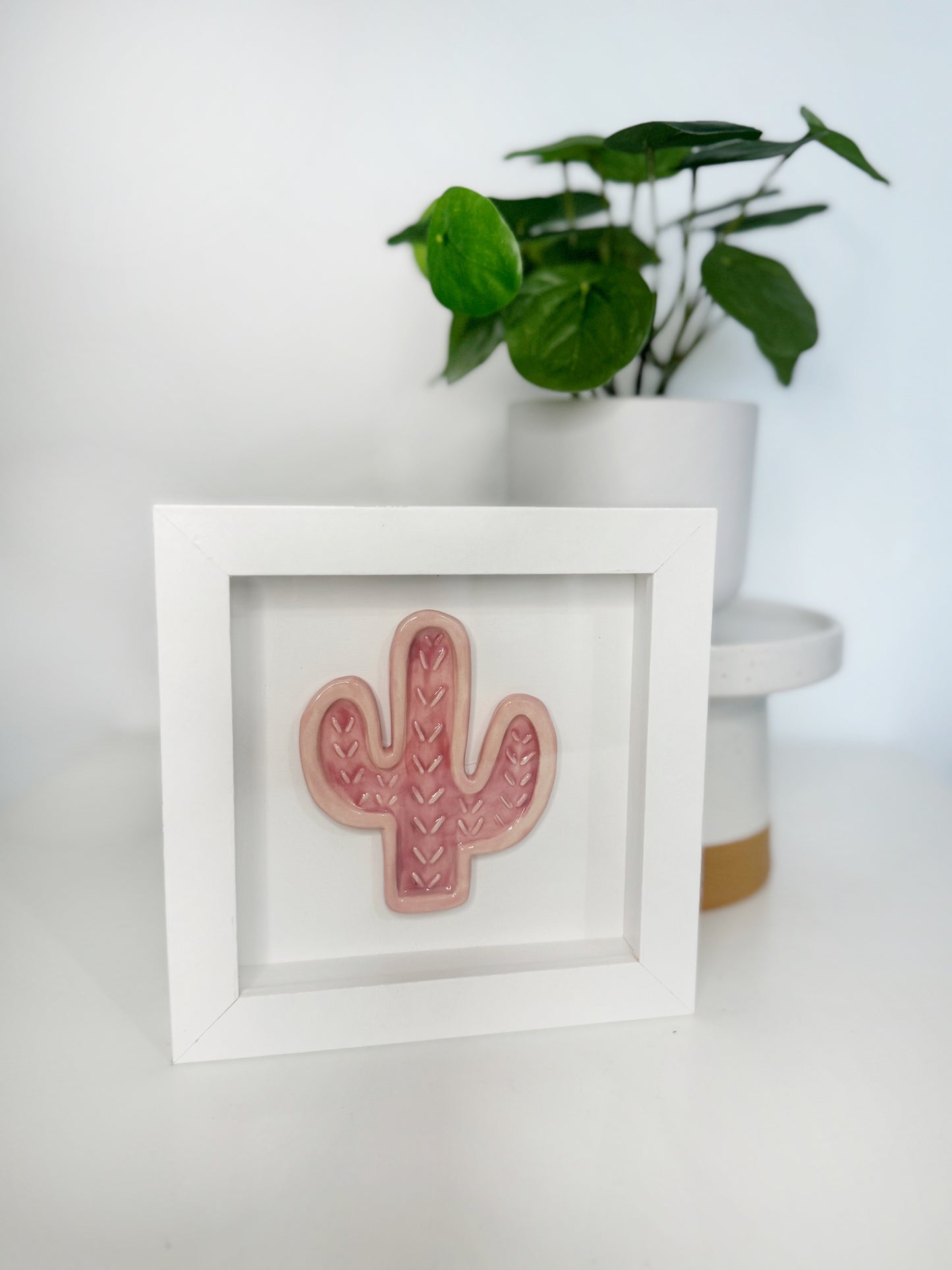 Ceramic Cactus Shadowbox Wall Art