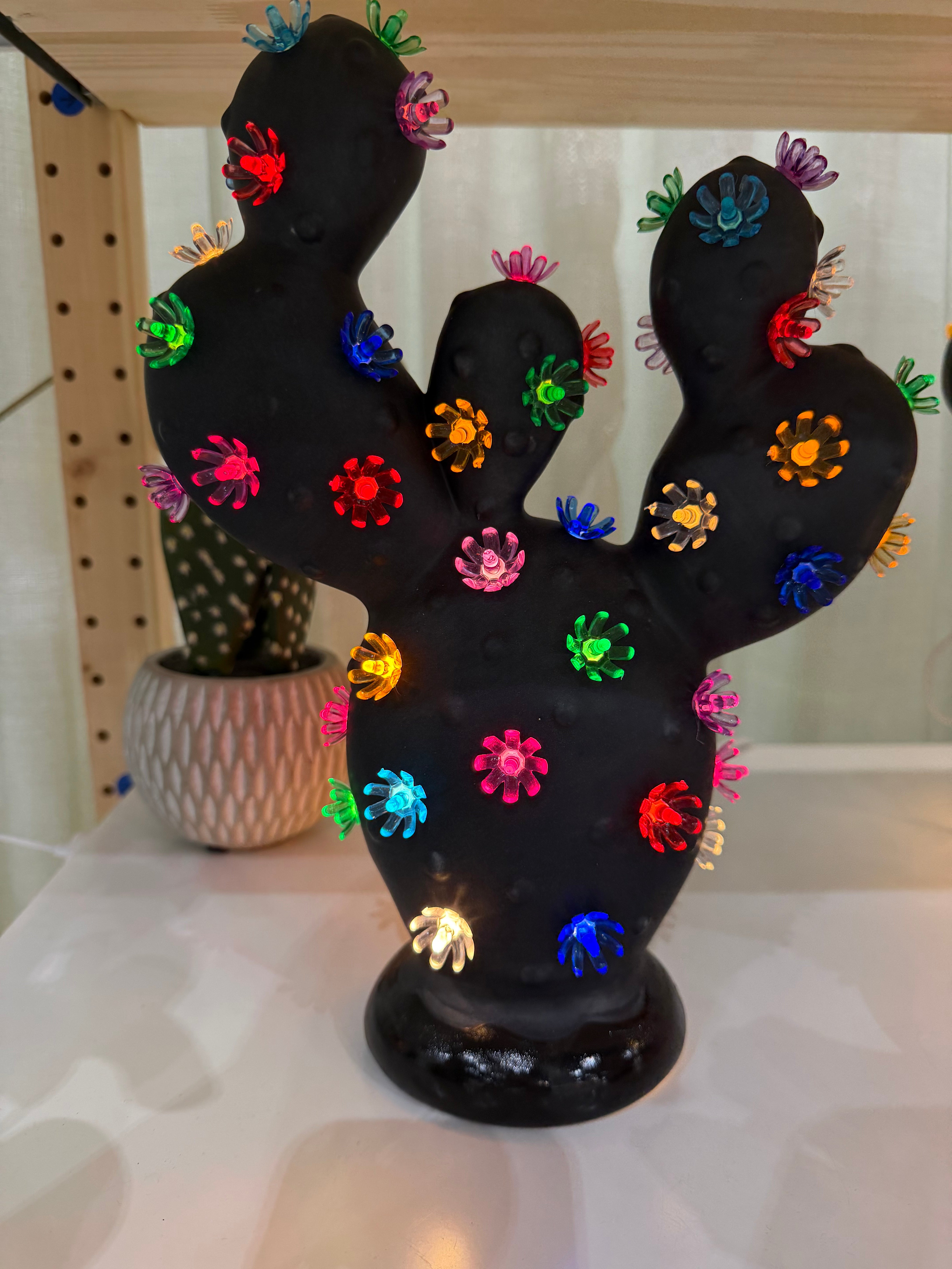 Prickly Pear Ceramic Cactus Light - Black Matte