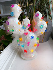 Prickly Pear Ceramic Cactus Light - White Pearl