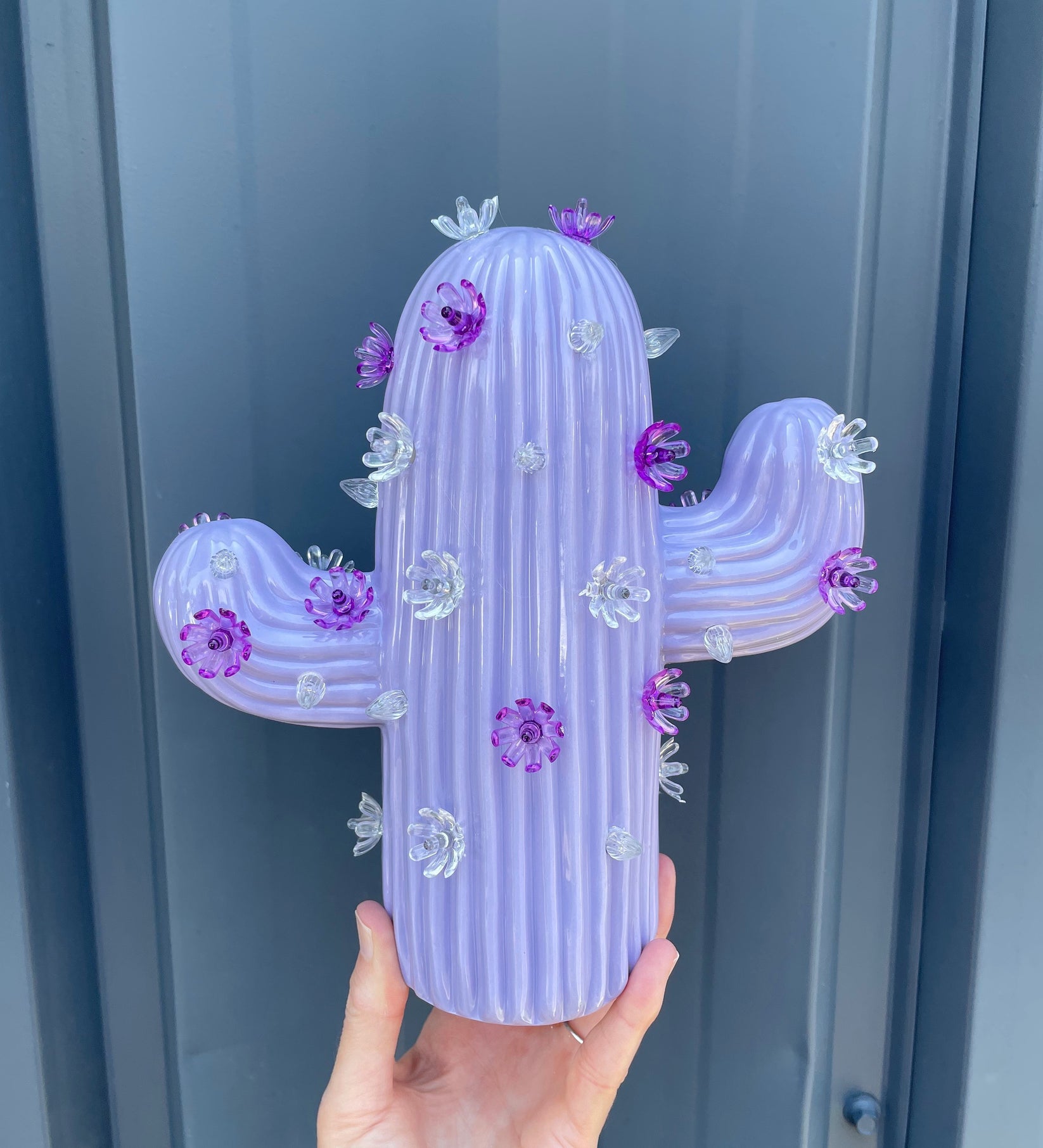 Lavender Ceramic Cactus Tree Brush Strokes Pottery