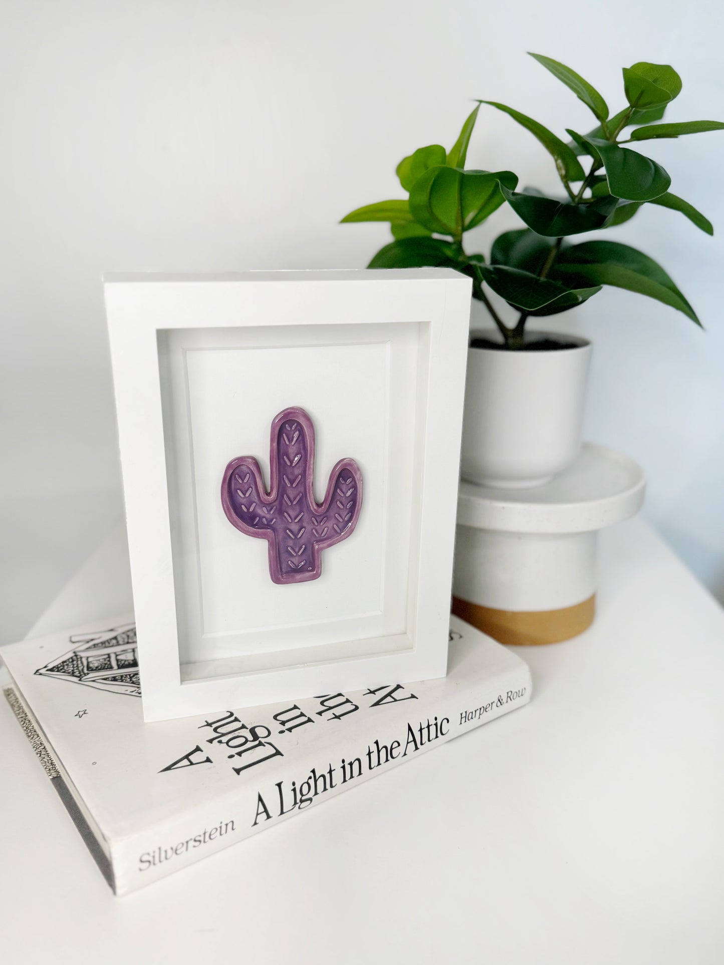 Ceramic Cactus Shadowbox Wall Art - Tall