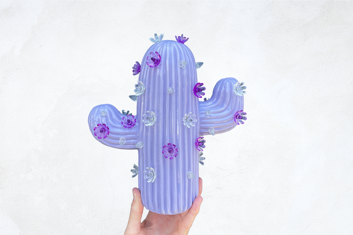 Lavender Ceramic Cactus Tree Brush Strokes Pottery