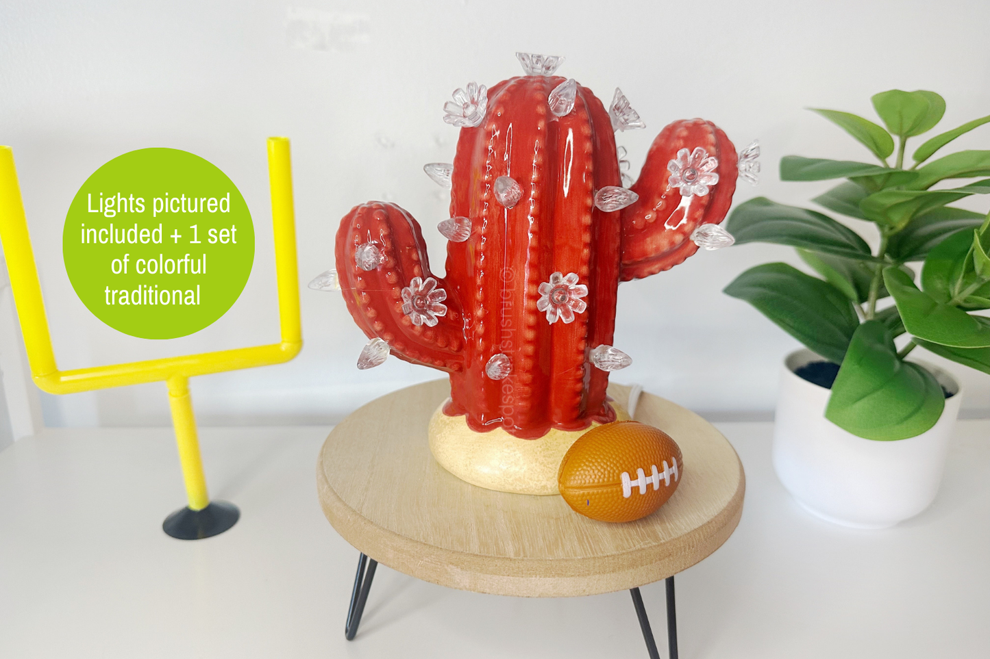 Red Baby Lighted Ceramic Cactus Tree