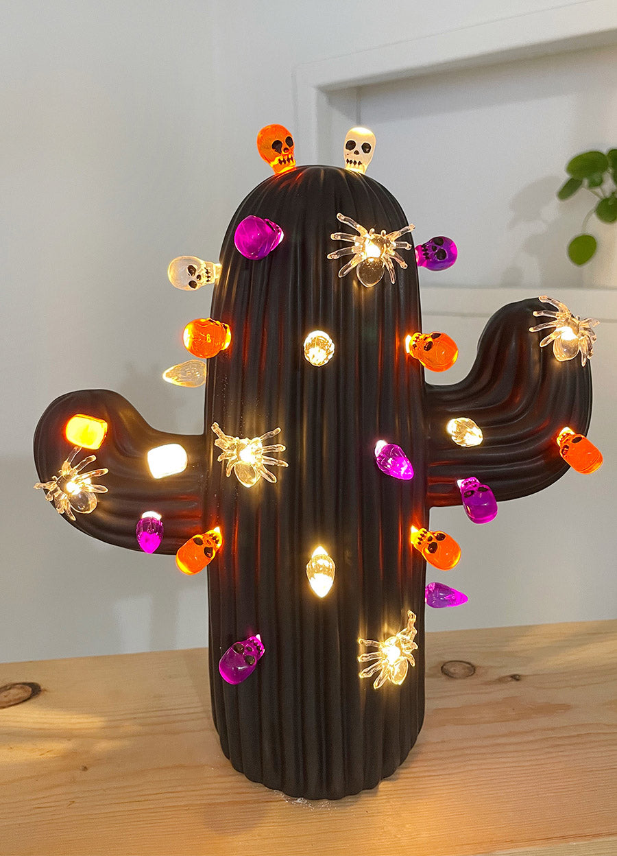 Matte Black Medium Ceramic Cactus Tree Light