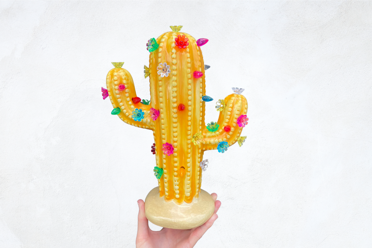 Sunset Lighted Ceramic Cactus Tree