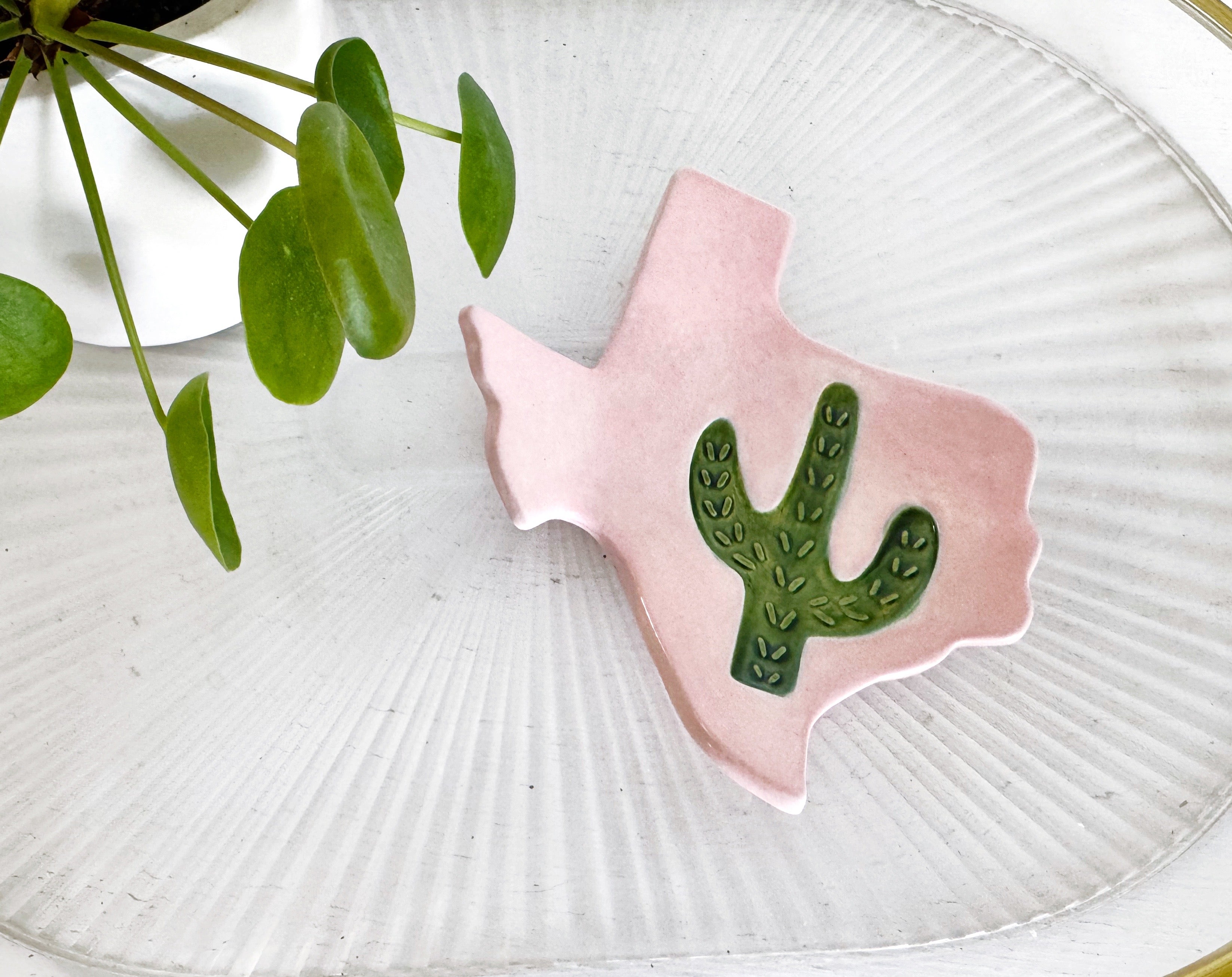 Texas Saguaro Cactus Jewelry Dish - Pink