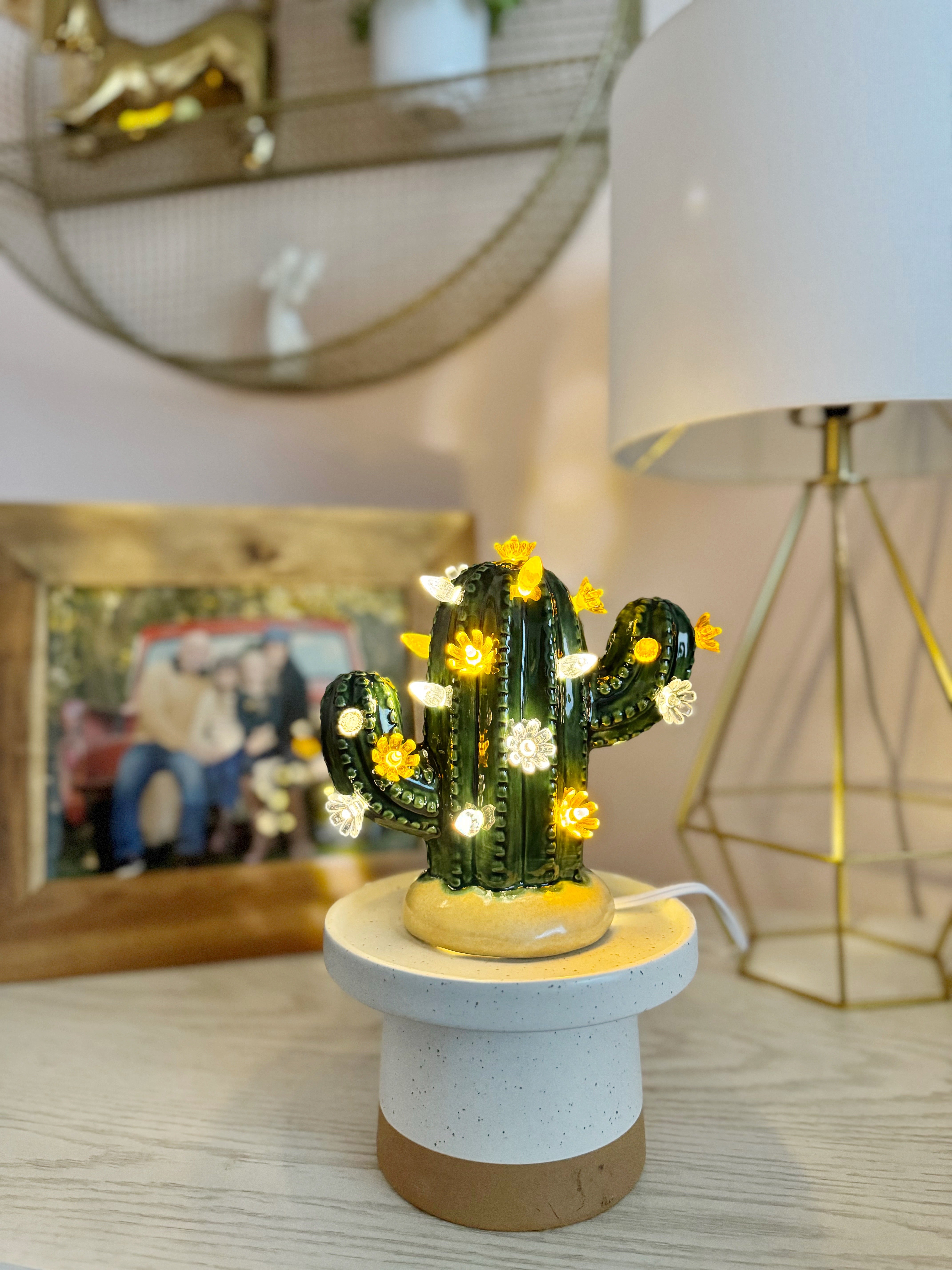 Dark Green Small Lighted Cactus Tree