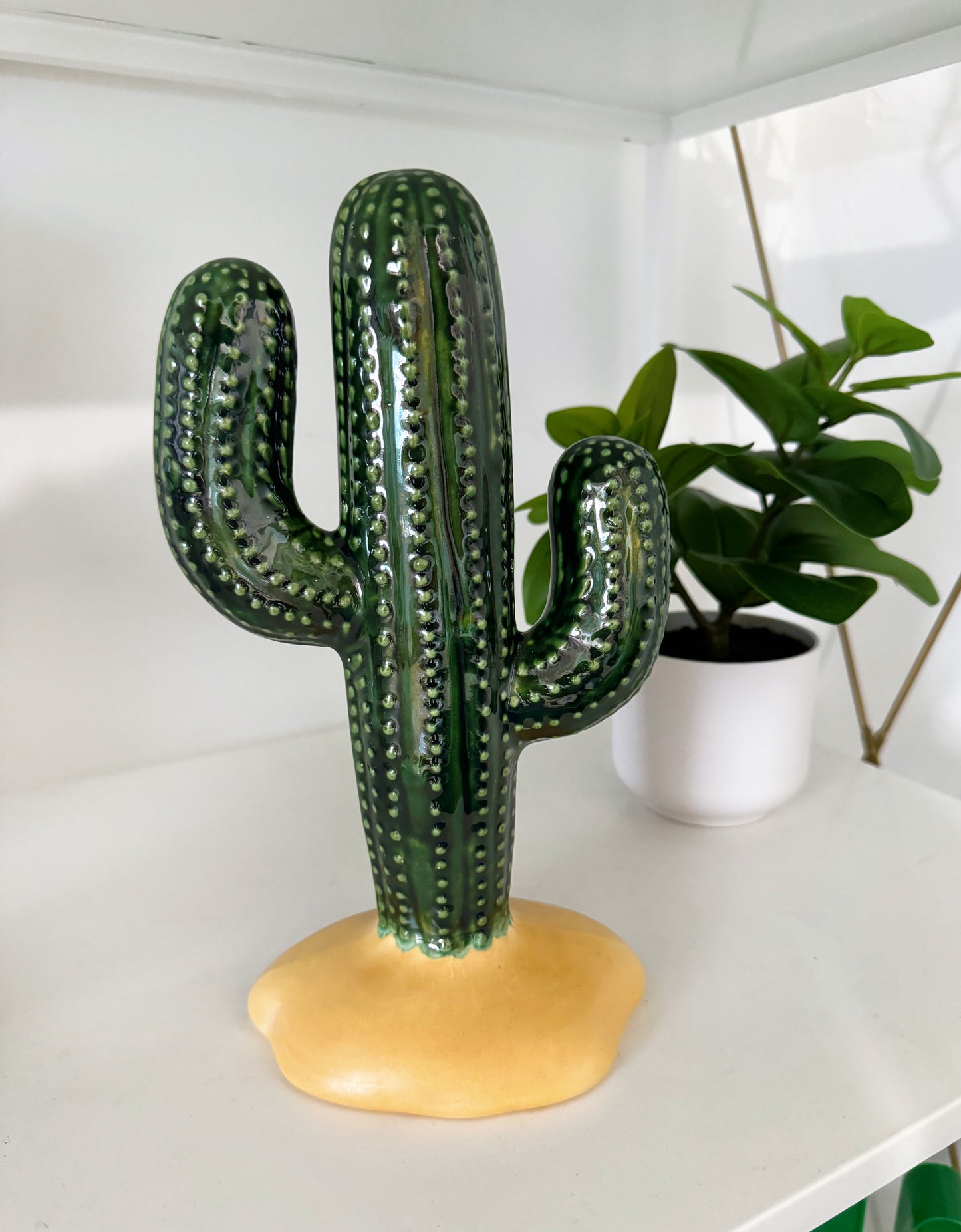 Vintage Green Ceramic Cactus Tree