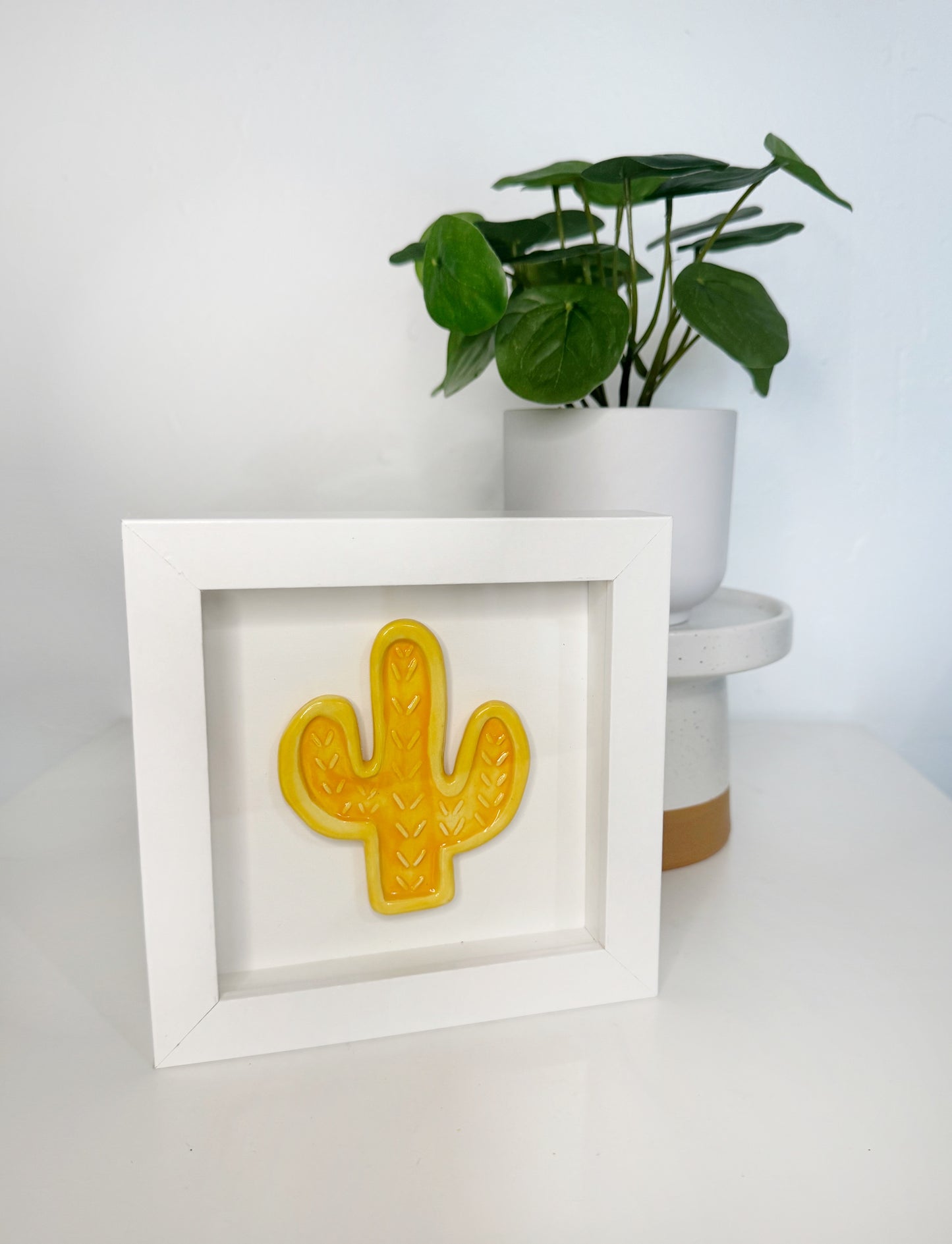 Ceramic Cactus Shadowbox Wall Art