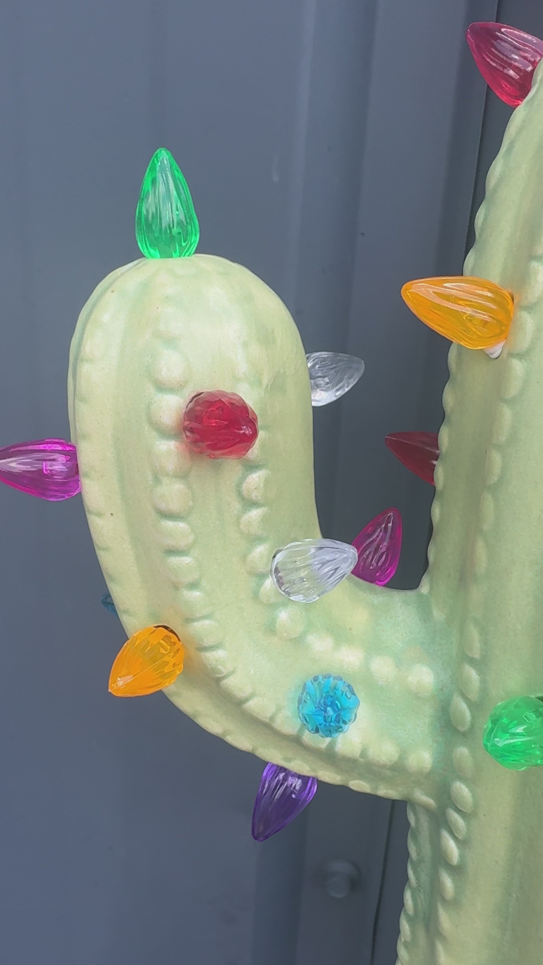 Load video: Patina Lighted Ceramic Cactus Tree