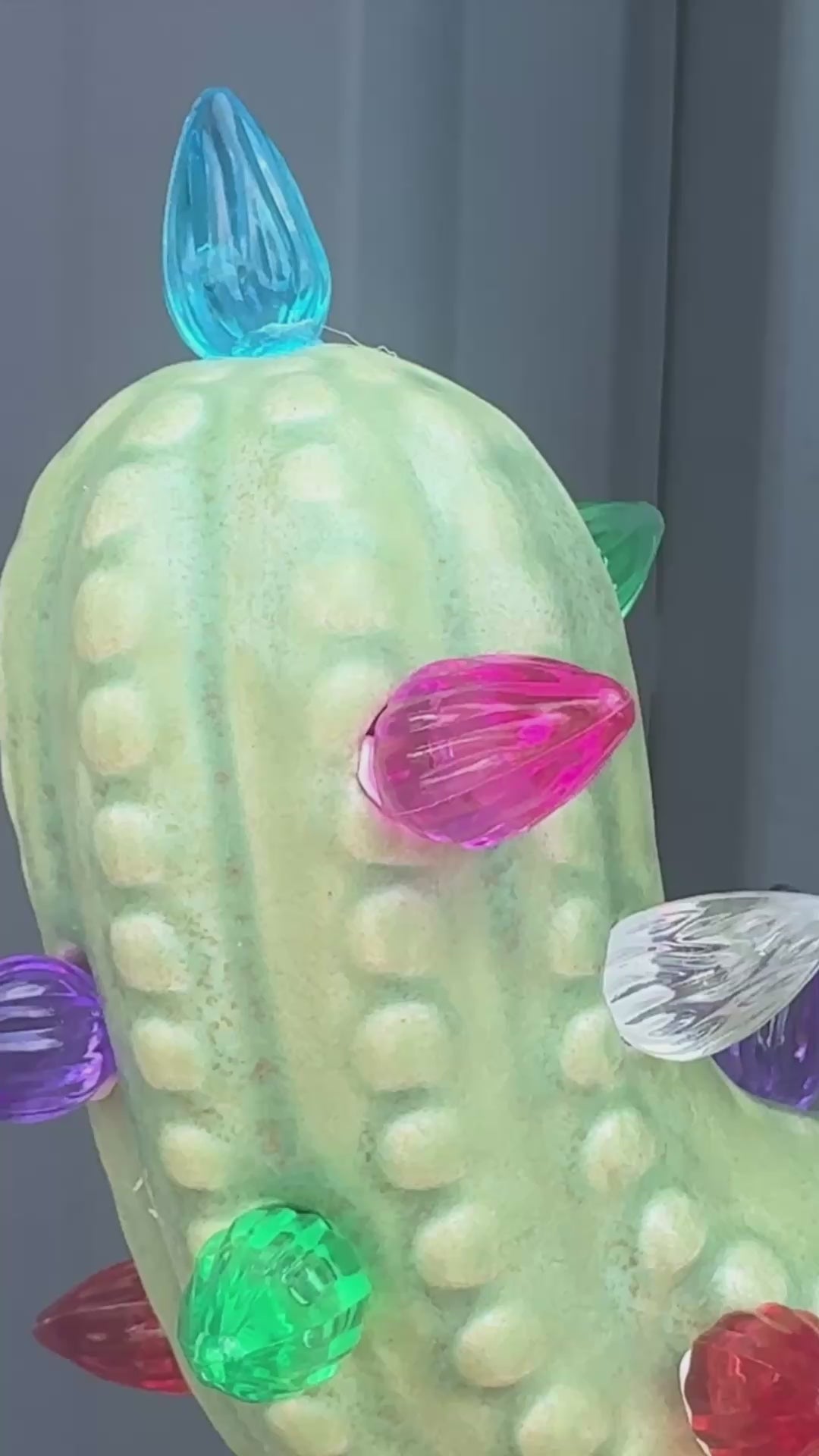 Load video: Patina Lighted Ceramic Cactus Tree